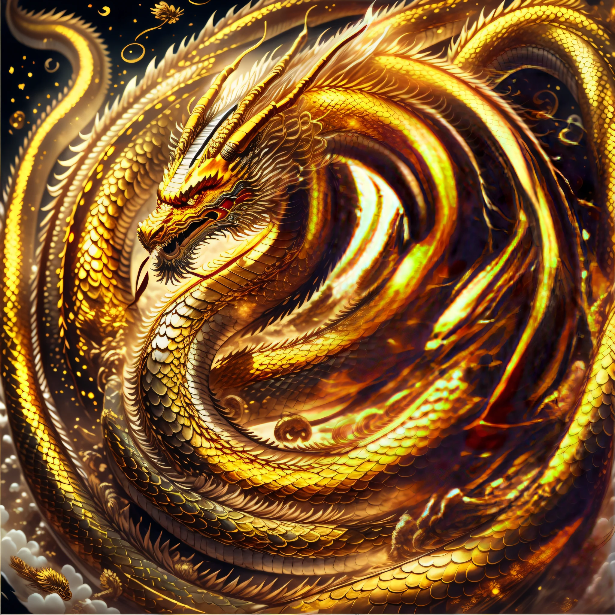 Chinese dragon, golden scales