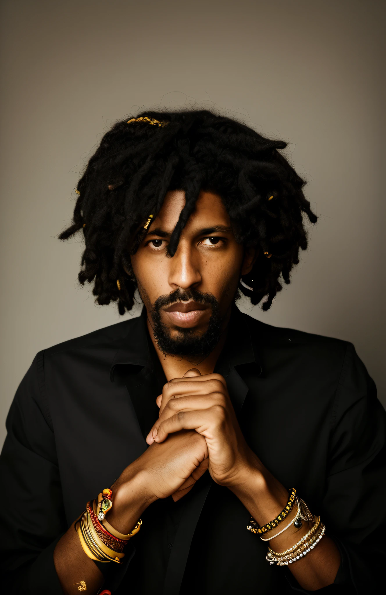 arafed man with dreadlocks and a black shirt, a black man with long curly hair, taken in the early 2020s, black man with afro hair, east african man with curly hair, zack de la rocha, inspired by Charles Martin, jeffery smith, rodney matthew, dreadlock black hair, georges mathieu