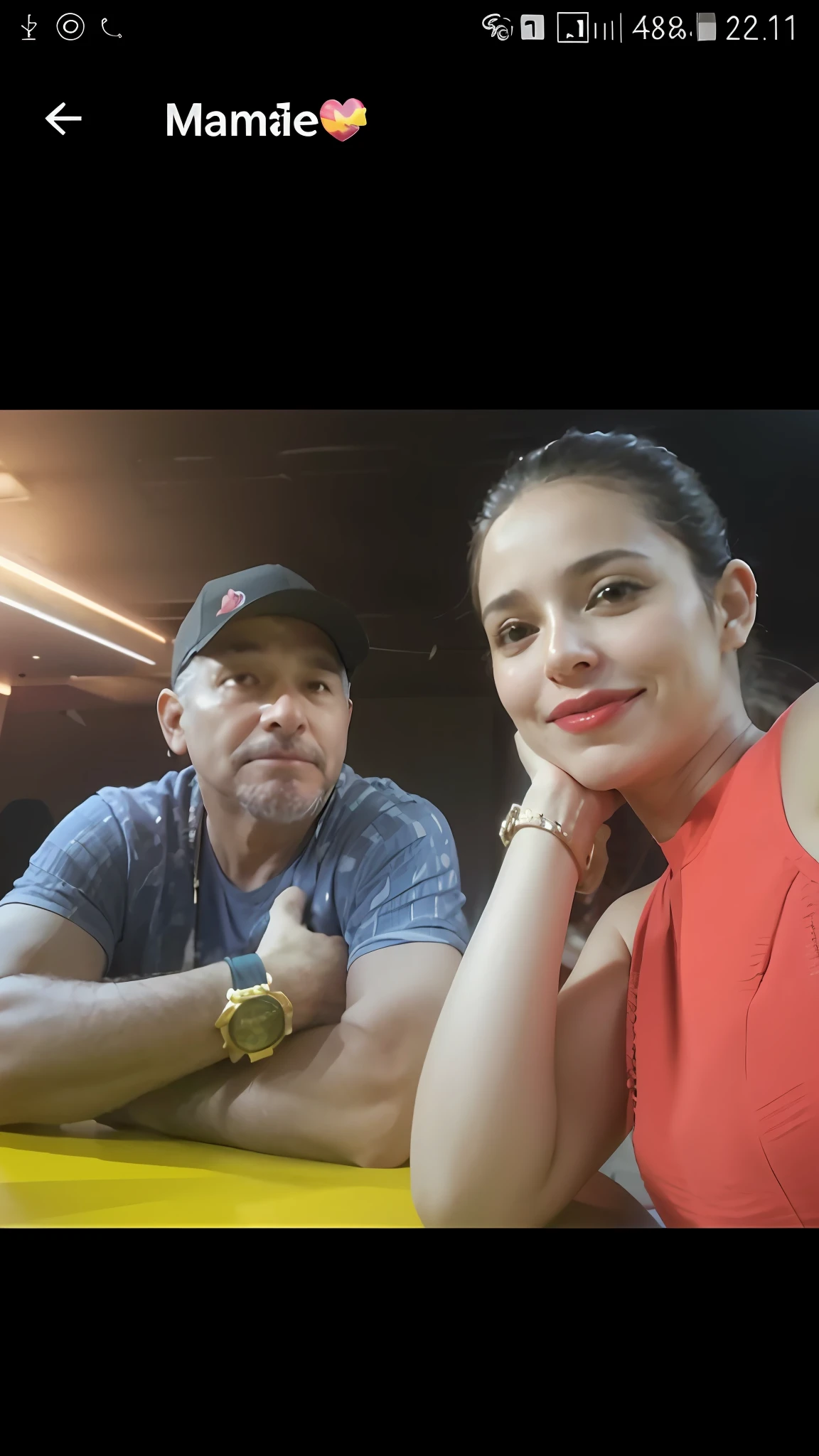 there is a man and woman sitting at a table with a drink, momma and papa, profile image, photo taken in 2 0 2 0, 30-year-old woman from cuba, by Nándor Katona, profile picture, profile pic, happy couple, 3 0 years woman, david rios ferreira, jose miguel roman frances, lovely couple