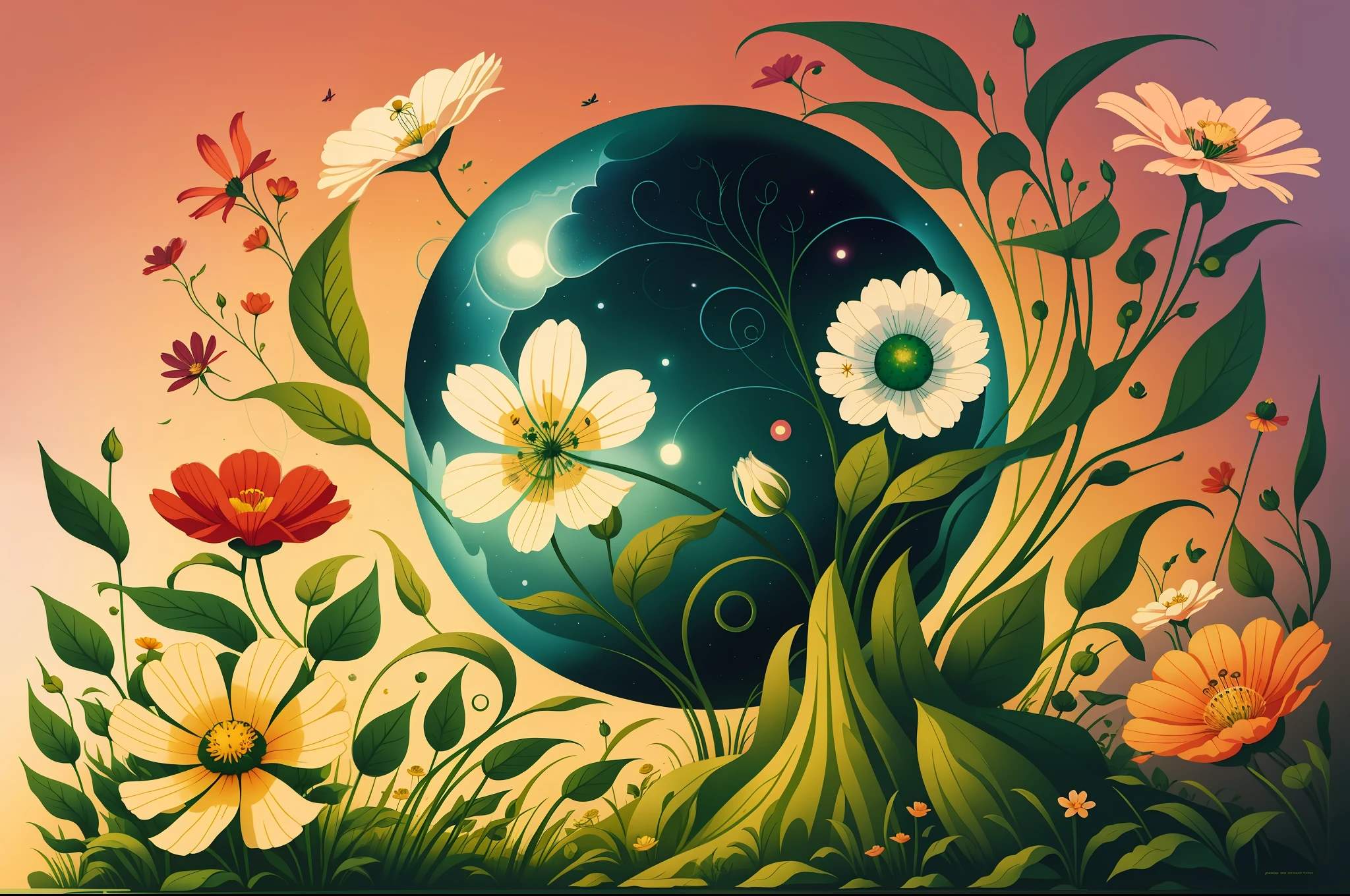 cosmos flower in a beautiful garden , In the style of Naoto Hattori --auto --s2
