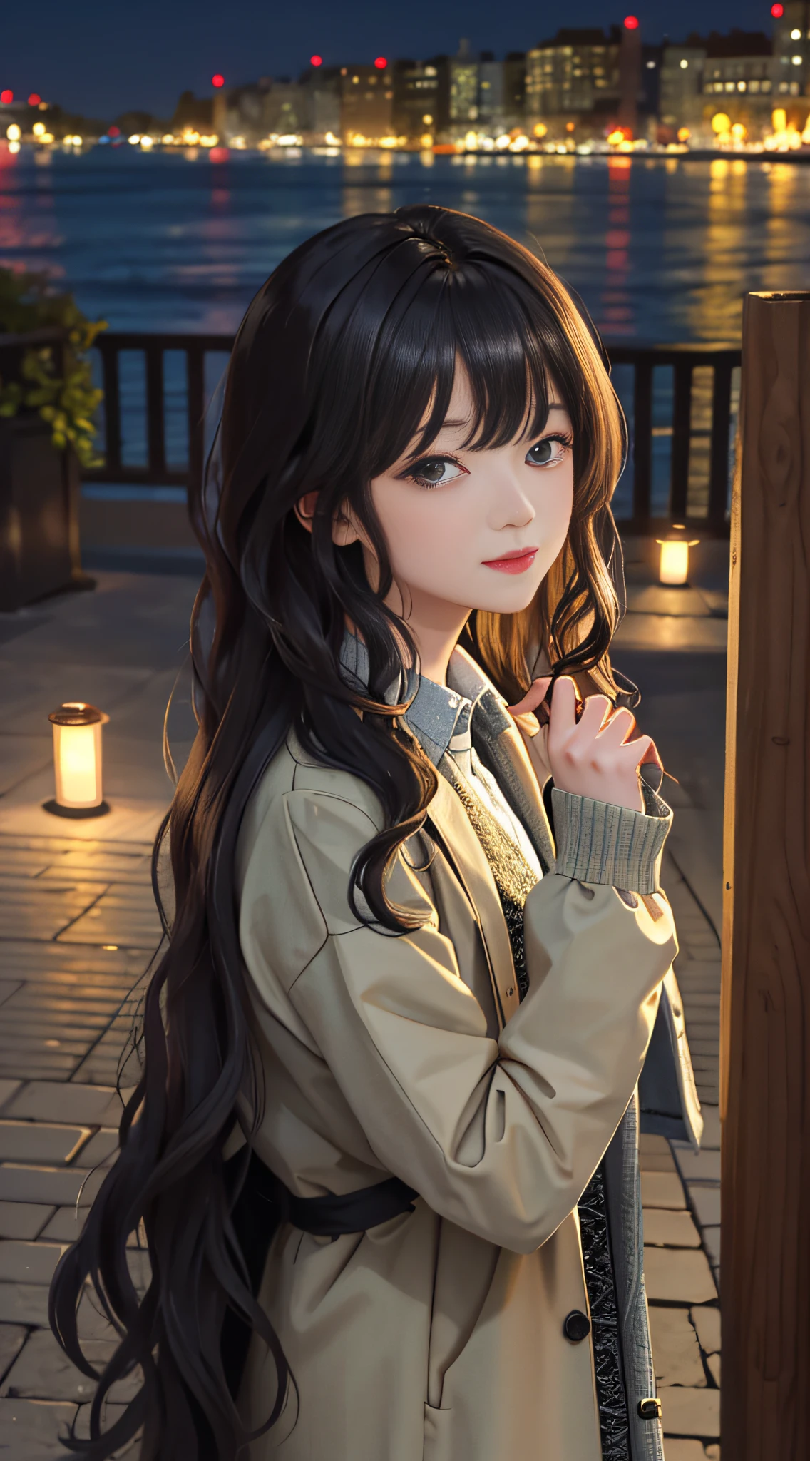 (masterpiece:1.2), (best quality:1.2), night, (looking at viewer), bright skin, 
outdoors, fringe, 
long hair, (wavy hair),