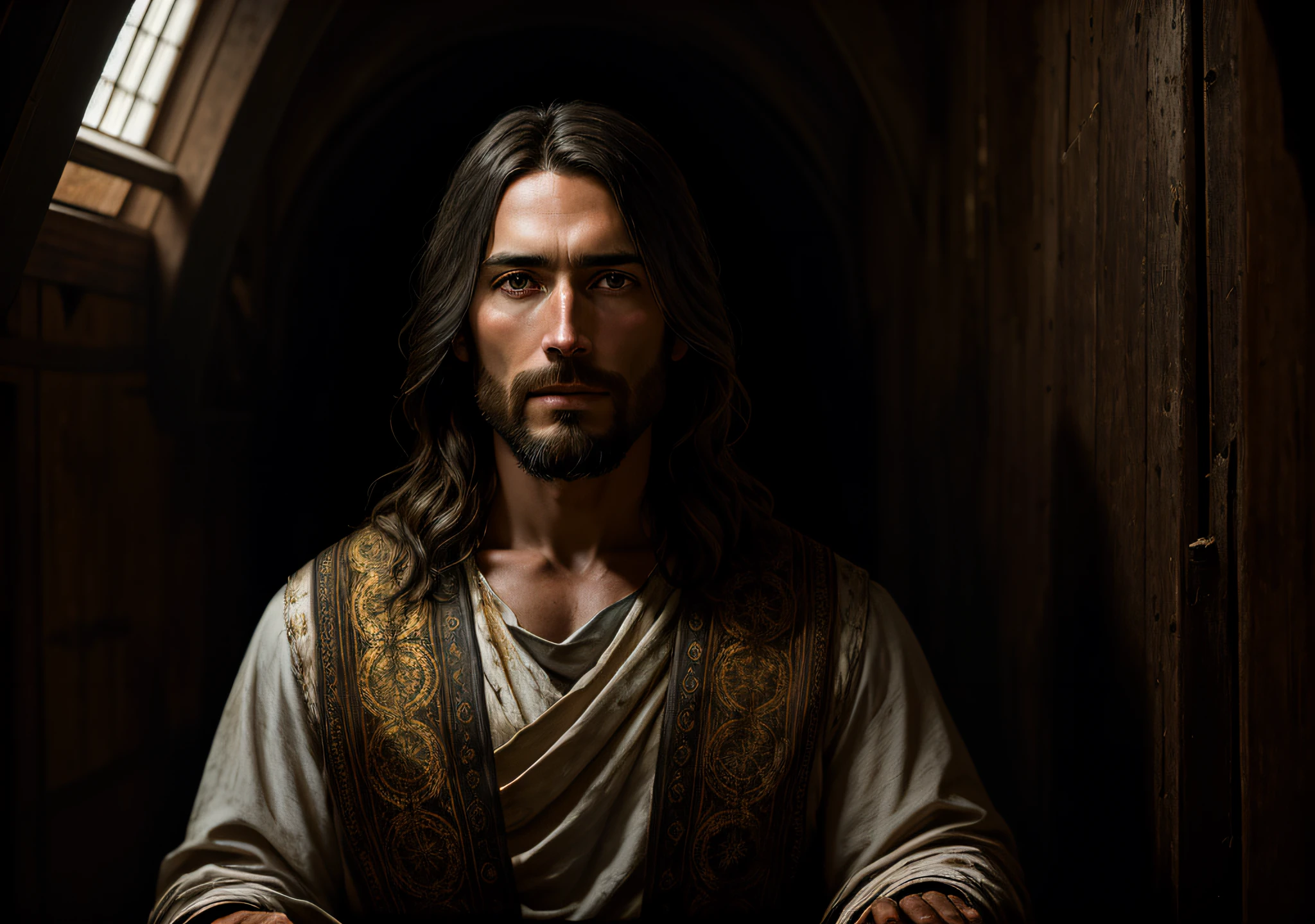 JESUS CHRIST sitting on the old boat Dark photo: realistic epic, soft cinematic portrait, adobe lightroom, photographic lab, highly detailed, faded, art by Greg Rutkowski and Artgerm ,neutral colors: 1,2), (HDR: 1,4) , (soft colors:1.2), hyperdetailed, (artstation:1.4), cinematic, warm lights, dramatic light, (intricate details:1.1), complex background, (rutkowski:0.66), (blue and orange:0.4)