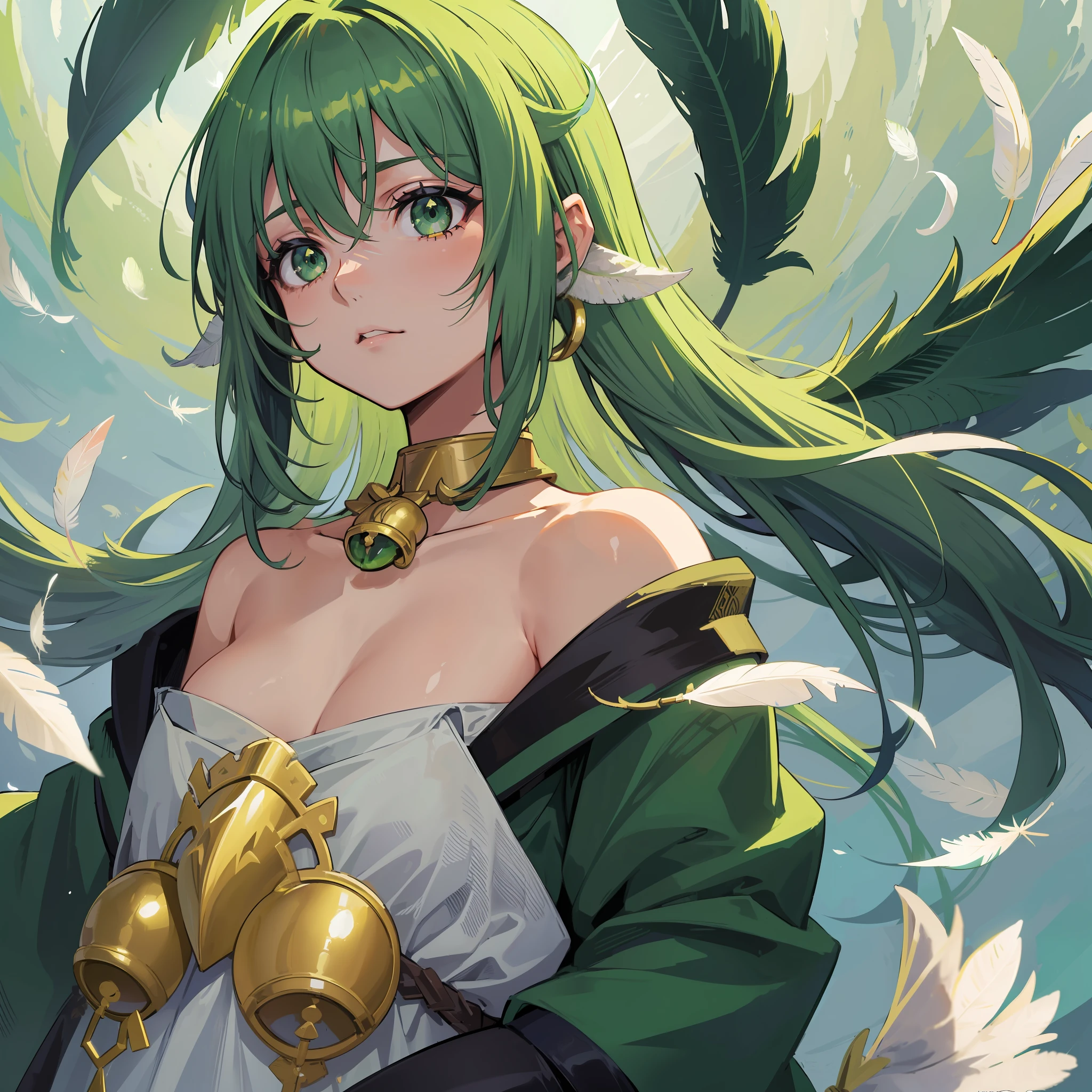 / Imagination Tips: (Green hair, green eyes, bells around the neck, feathers on the sides of the top of the head)
