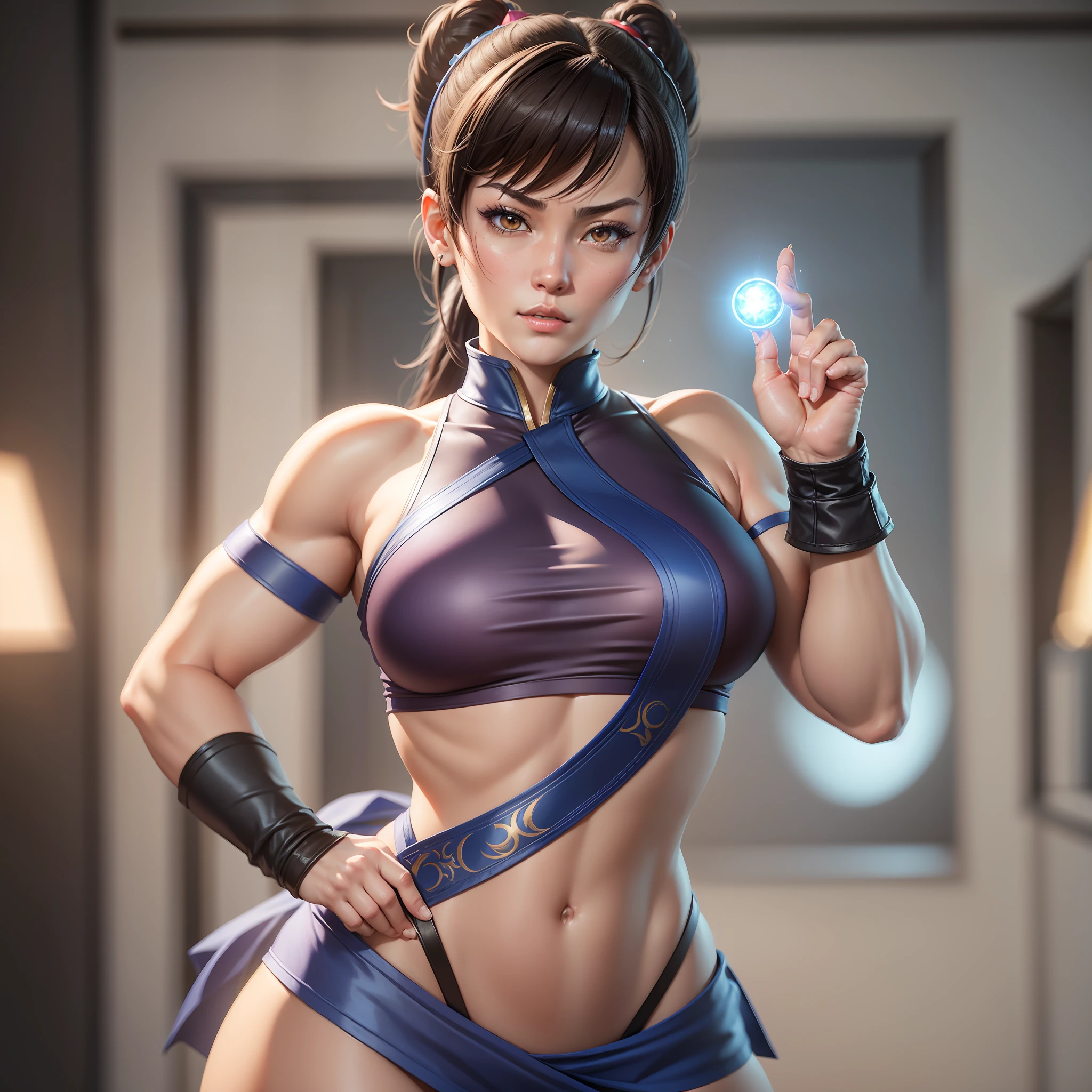 Chun Li at the Academy, 3D render 8K character art, Chun portrait - Li, as a character in Tekken, 8K Artgerm Bokeh, Photorealistic anime girl render, Chun Li Portrait, 8K Portrait render, 3D Realistic Anime, Hyper Real render, Tifa Lockhart, depth of field, cinematic lighting