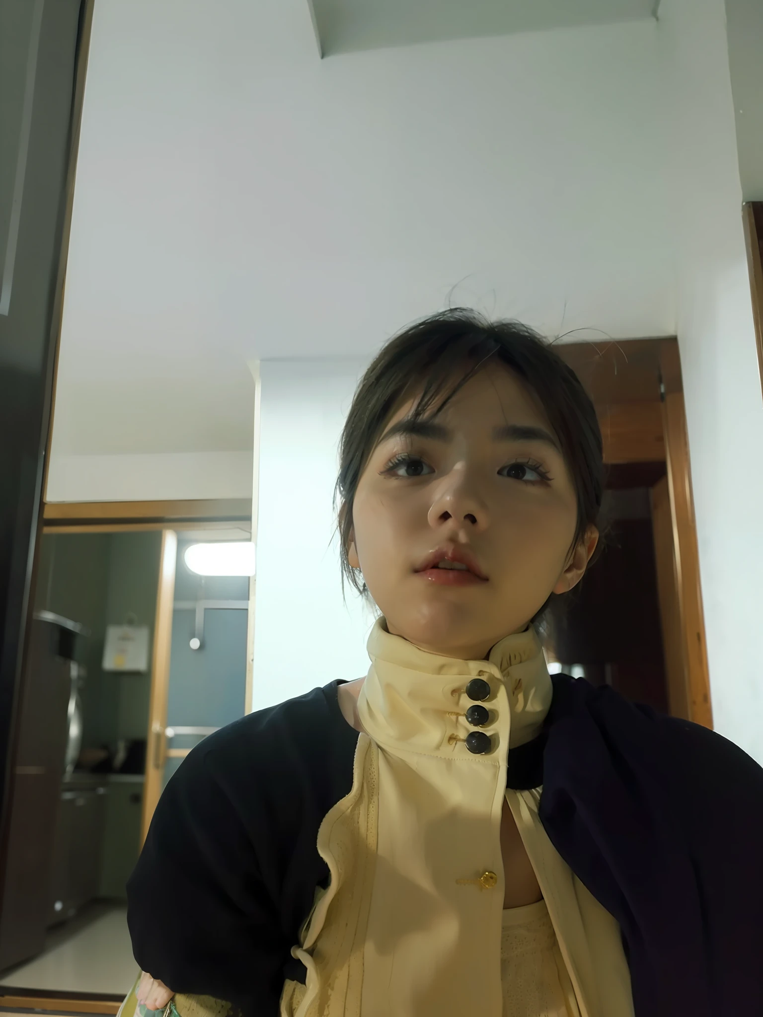 (8k, RAW photo, best quality, masterpiece:1.2), (realistic, photo-realistic:1.37), best quality, ultra high res, nfsw back lights, light leaks, dynamic lighting, slim, smooth skin,  (pureerosface_v1:1), bond, navel, kpop idol, (beautiful detailed eyes:1),(beautiful detailed face:1),(freebuffing:1.2), outdoors, ulzzang-6500, 1girl, standing, upper body, (nude:1.2),,  from front, front view,  looking at viewer, huge breasts, arms behind back, street, sunlight,