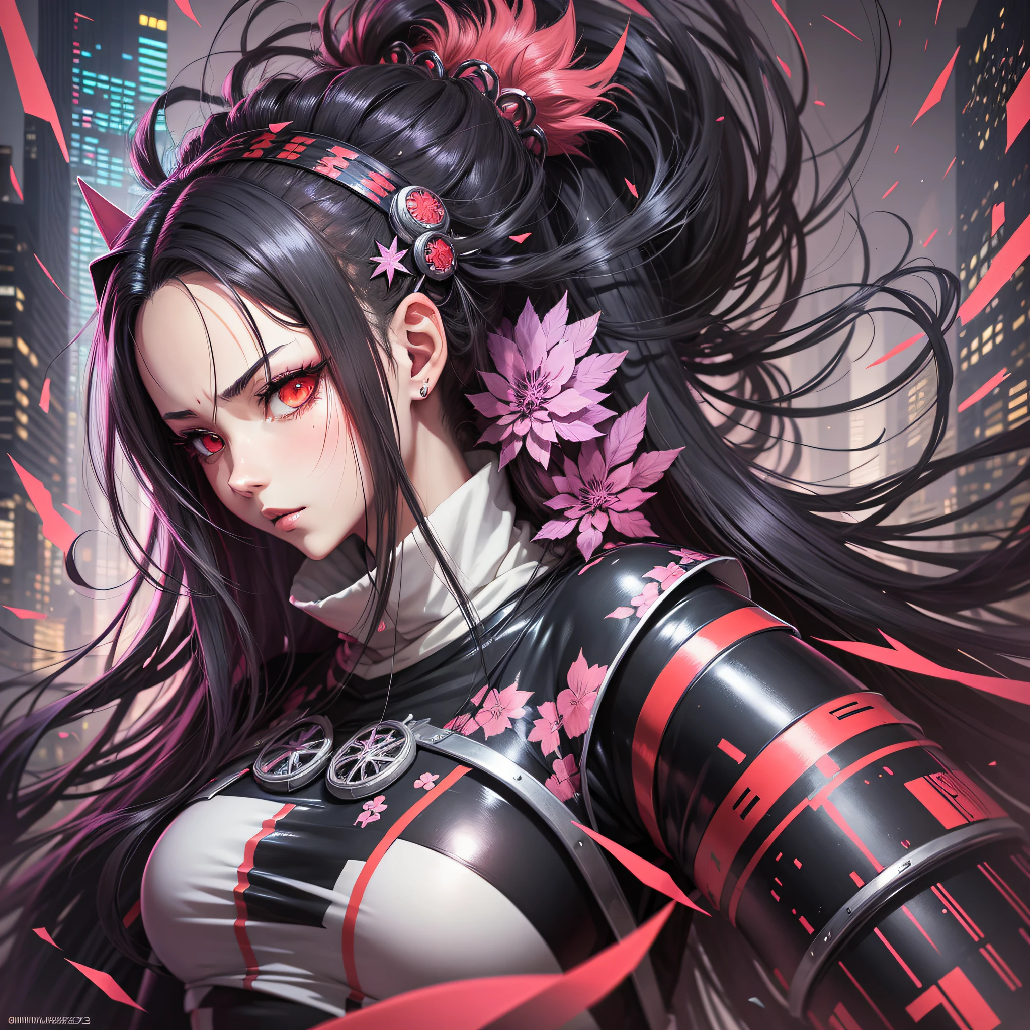 Art, demon slayer, anime, manga, character, anime art, manga art, cyberpunk, nezuko, manga --auto --s2