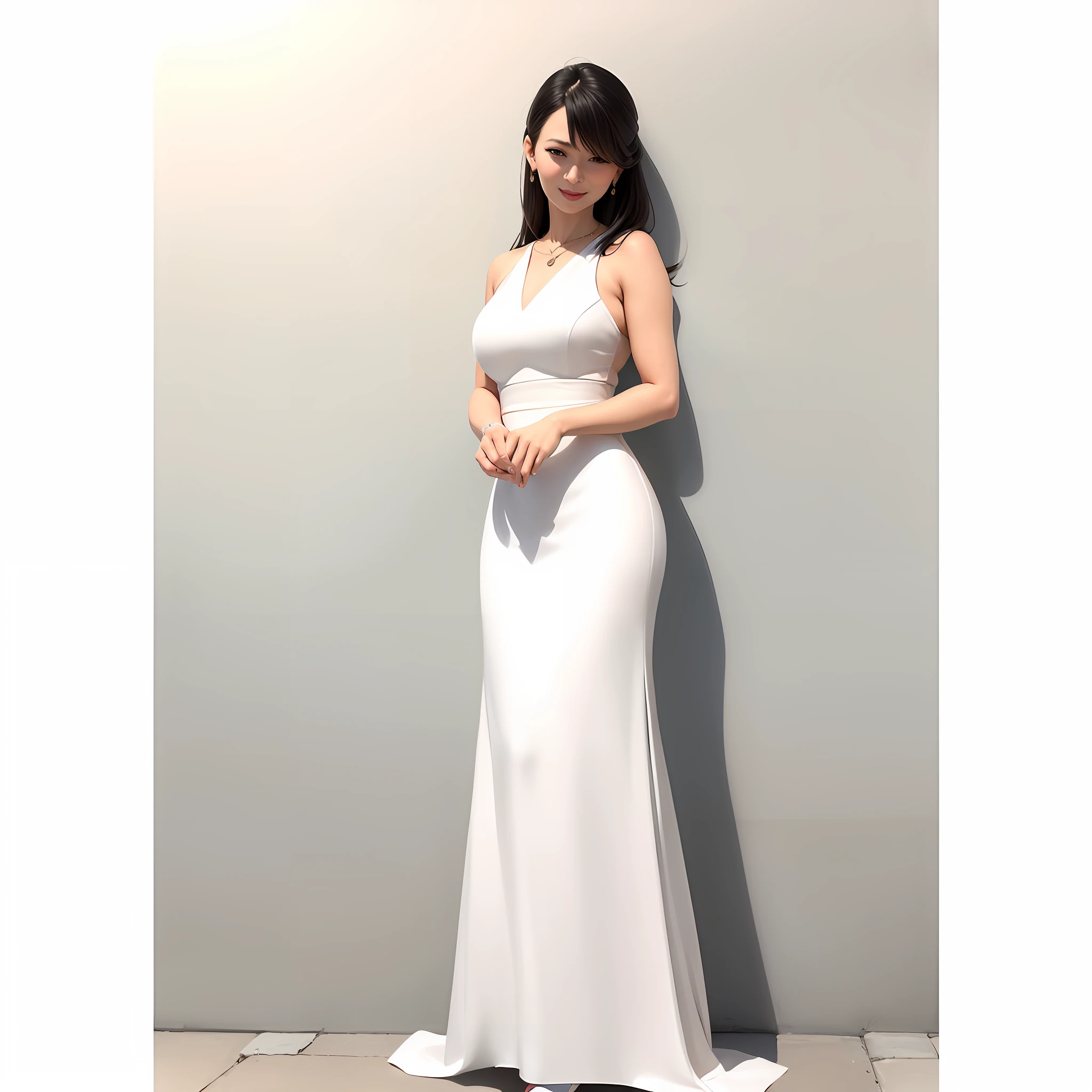a woman in a white dress standing next to a wall, instagram post, style of yoshii chie, ad image, weekly, white monochrome color!!!!!, style of masami kurumada, 🤬 🤮 💕 🎀, fine line work, 8k!!, 3 0 years old woman, 30 years old woman, ❤🔥🍄🌪