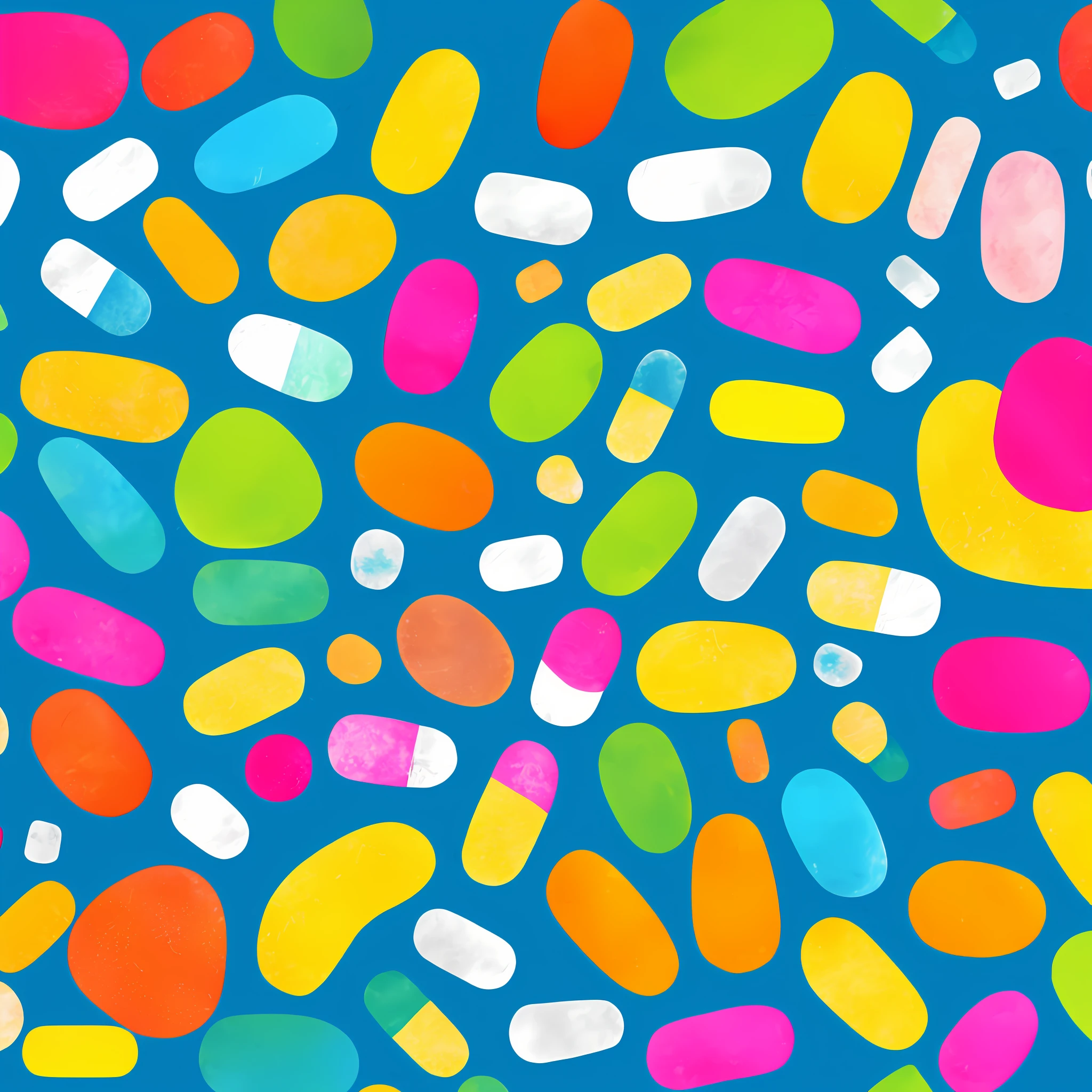 graphic design, minimalist style, flat design, injections and pills remedies, energetic and animated, soft color palette, defined shapes, handdrawn elements, watercolor background, cartoon or comic book style, emotional expressions, lconography and symbols, medium contrast, solo image