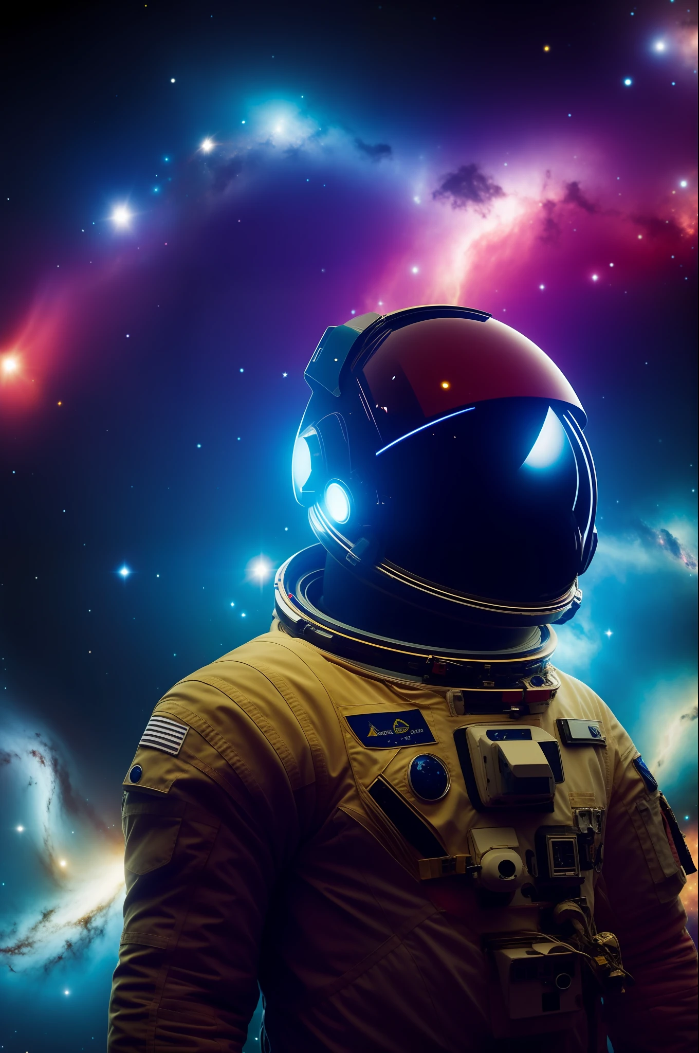An astronaut in space, galaxy background, intricate details, centered image, FHD