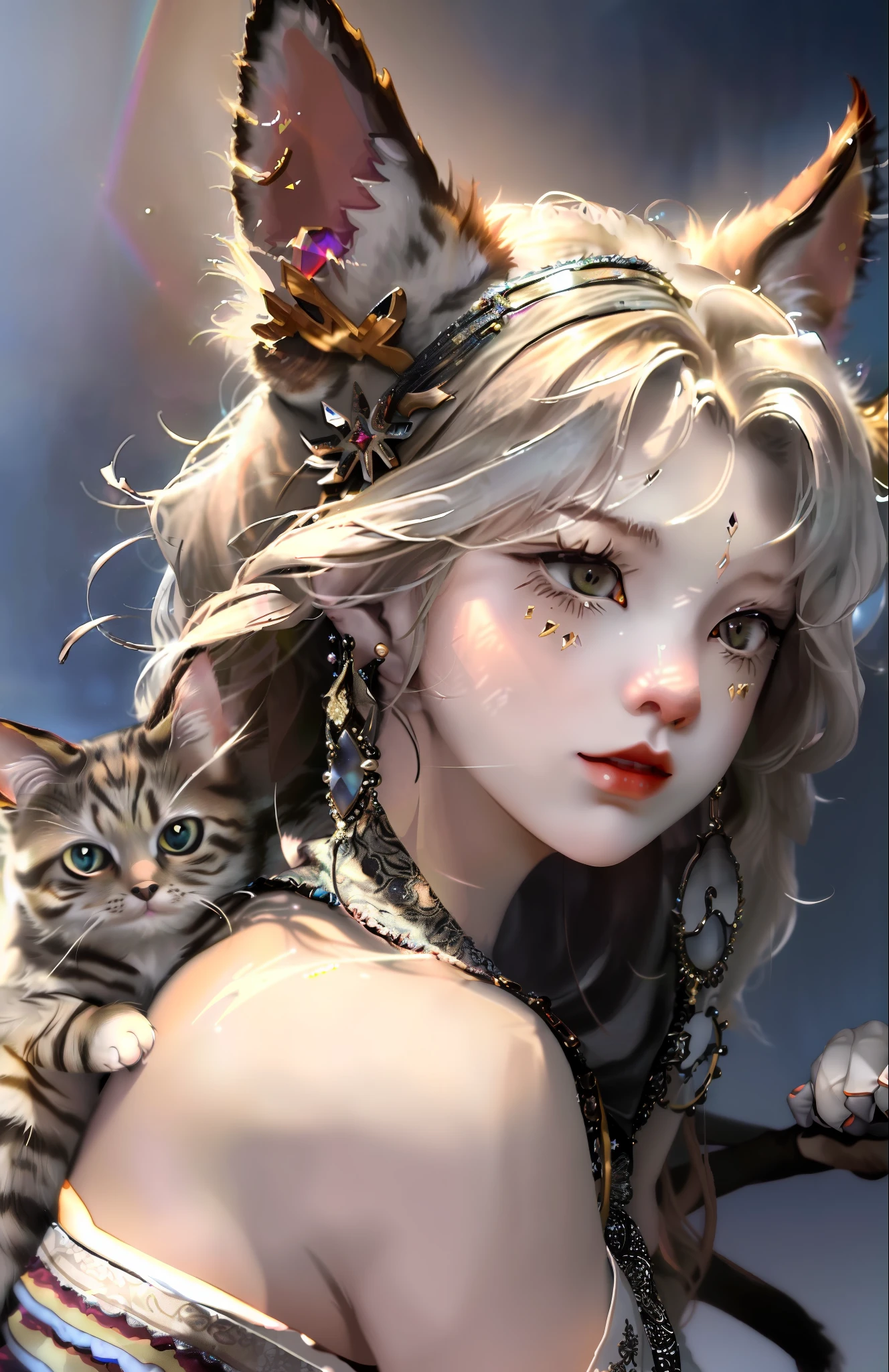 ((a cat in clothes)),, full shot, fluffy hair, anthropomorphic expressions, rich colors, exquisite details, masterpiece, realistic, artsation, cg, realistic, Unreal Engine, real light and shadow, beautiful and rich colour, amazing detail, high quality, a pair of ears