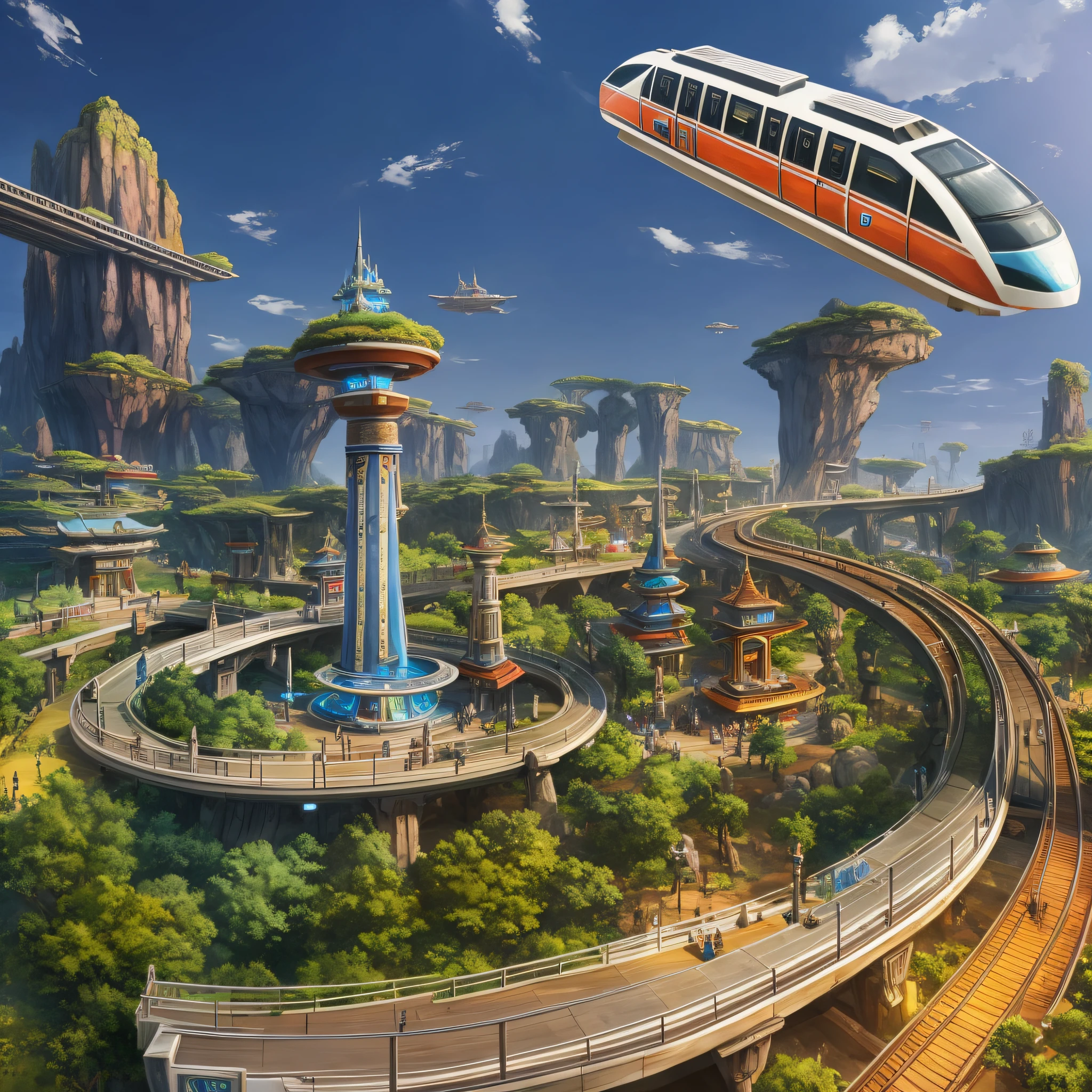 monorail, Jedi shrine, landscape, detailed, realistic, fantastic --auto --s2