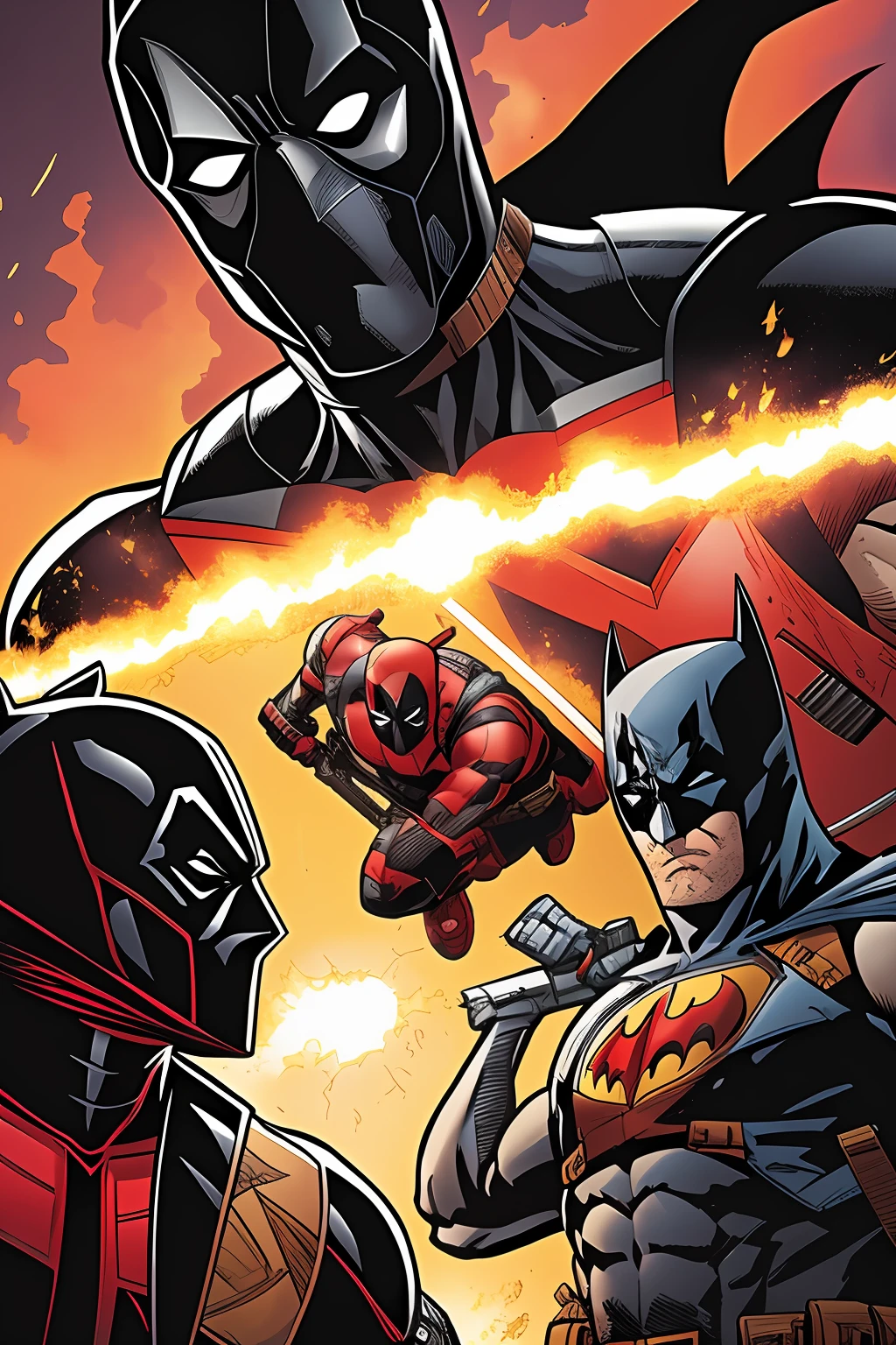 Marvel's anti-hero Deadpool battling dc's Batman --auto --s2