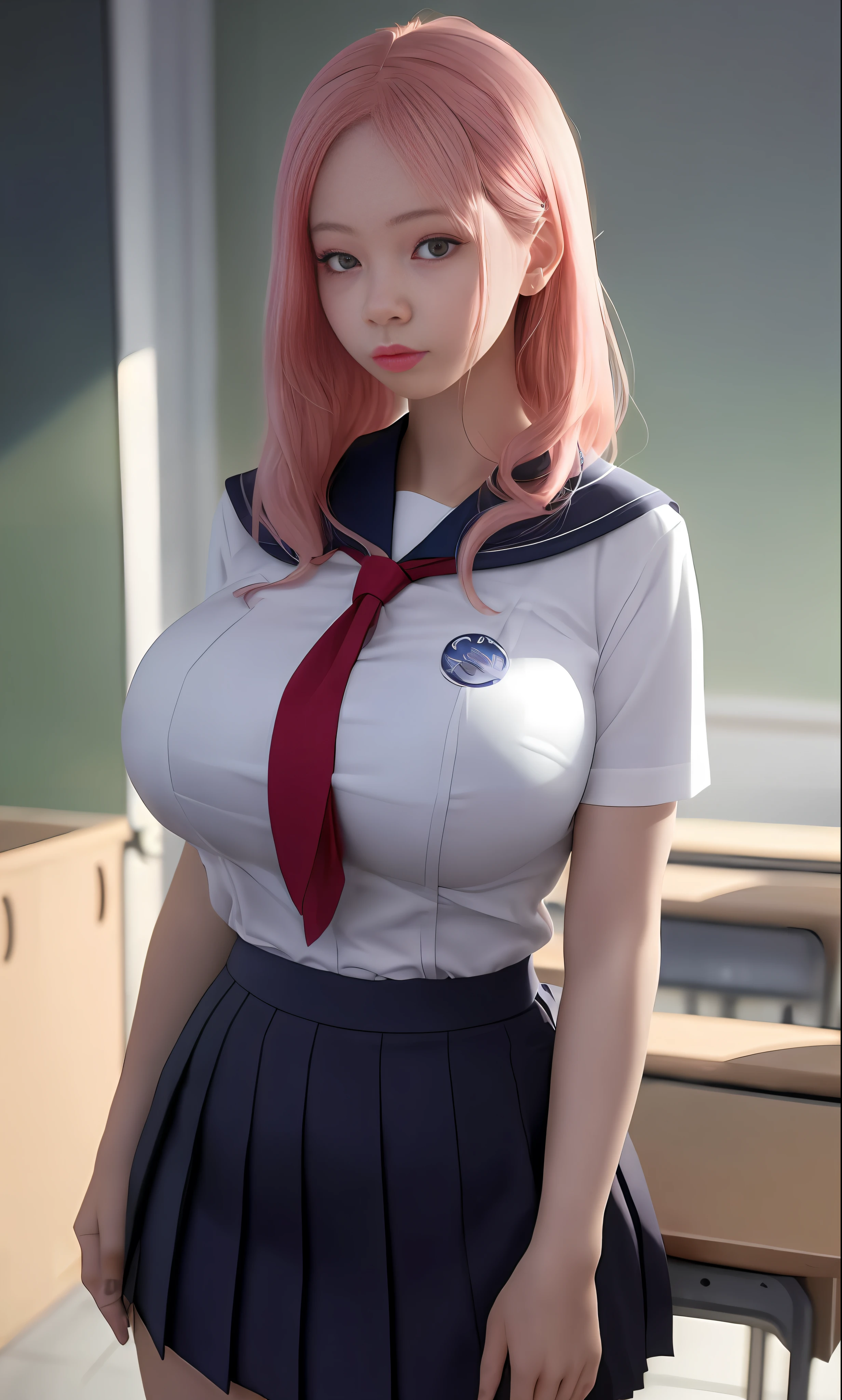there is a woman in a uniform posing in a classroom, hyperrealistic schoolgirl, a hyperrealistic schoolgirl, realistic schoolgirl, seductive pretty girl, beautiful korean high school girl, beautiful girl in real life, hyper realistic babes, cyber school girl, cute schoolgirl, like anime girl cosplay, attractive real girl, japanese school uniform, school girl, japanese girl school uniform, Hats, caps, cowboys,(nsfw:1.5),verybadimagenegative_v1.3,ng_deepnegative_v1_75t, (ugly face:0.8),cross-eyed,sketches,(worst quality:2),(low quality:2),(normal quality:2), lowres, normal quality, ((monochrome)), ((grayscale)), skin spots, acnes, skin blemishes, bad anatomy, DeepNegative, facing away, tilted head, {Multiple people}, lowres, bad anatomy, bad hands, text, error, missing fingers, extra digit, fewer digits, cropped, worstquality, low quality, normal quality, ipegartifacts, signature, watermark, username,blurry, bad feet, cropped, poorly drawn hands,poorly drawn face, mutation, deformed,
worst quality, low quality, normal quality, jpeg artifacts, signature, watermark, extra fingers,fewer digits, extra limbs, extra arms,extra legs,malformed limbs, fused fingers, too many fingers, long neck, cross-eyed,mutated hands, polar lowres, bad body, bad proportions, gross proportions, text, error, missing fingers,missing arms, missing legs, extra digit, extra arms, extra leg, extra foot, ((repeating hair))
(nsfw:1.5),(worst quality, low quality:1.4), (fuze:1.4), (worst quality:1.1), (low quality:1.4:1.1), lowres, bad anatomy, bad hands, text, error, missing fingers, extra digit, fewer digits, cropped, worst quality, low quality, extra digit, fewer digits, cropped, worst quality, low quality, normal quality, jpeg artifacts, signature, watermark, username, blurrypolar,bad body,bad proportions,gross proportions,text,error,missing fingers, missing arms,missing legs, extra digit, extra fingers,fewer digits,extra limbs,extra arms,extra legs,malformed limbs,fused fingers,too many fingers