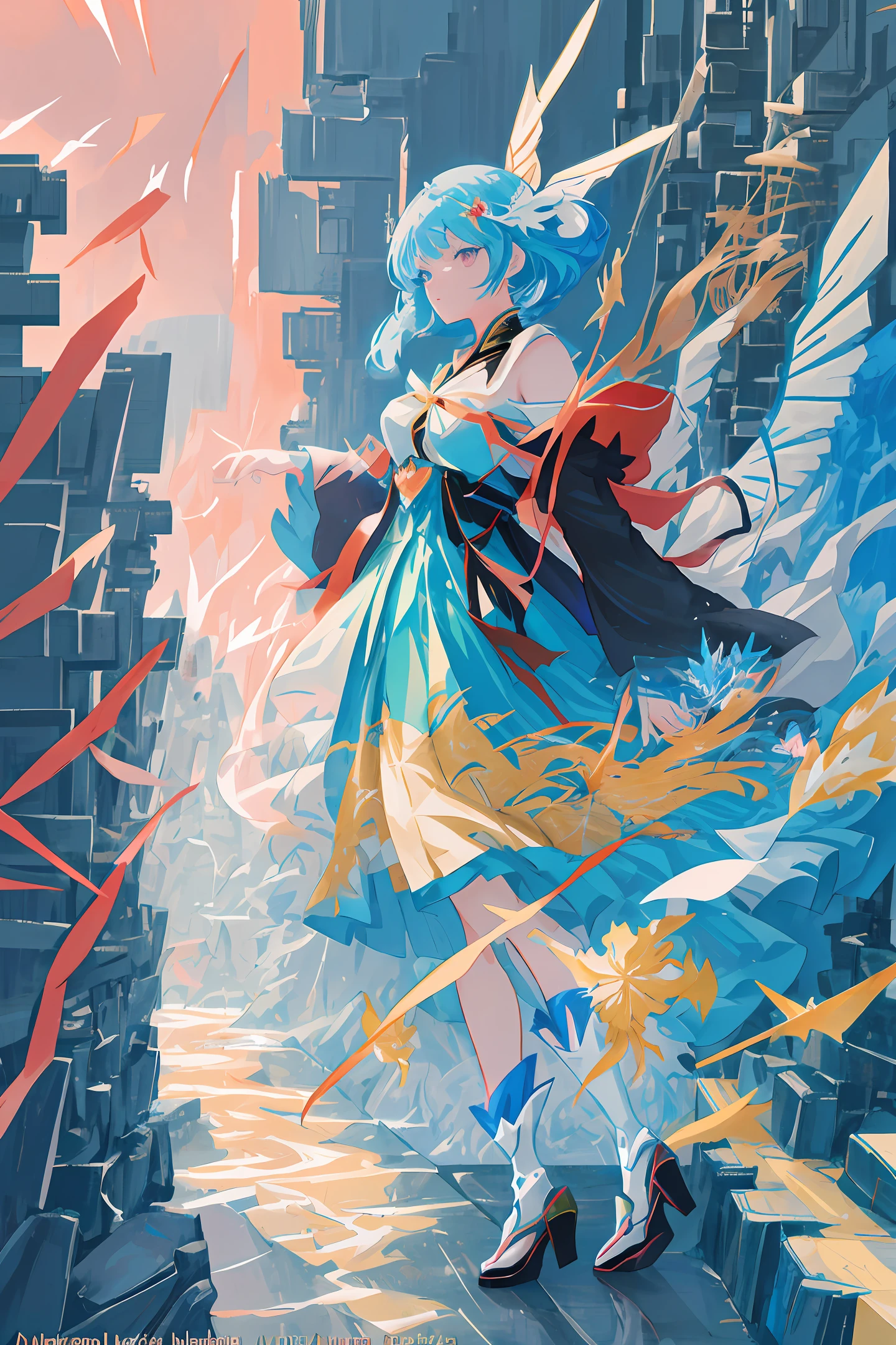 anime - style image of a woman in a dress made of paper cranes, digital art by Android Jones, pixiv contest winner, fantasy art, anime robotic mixed with organic, best anime 4k konachan wallpaper, detailed anime art, detailed anime artwork, anime mecha aesthetic, detailed digital anime art, 8k high quality detailed art, anime art wallpaper 4k