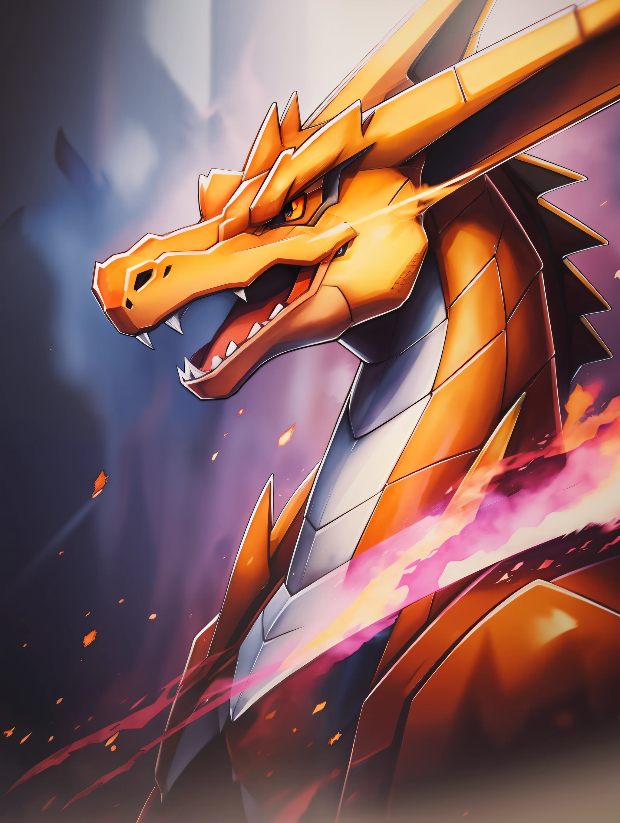 Portrait of charizard, dragon pokemon, watercolors, sharp colors, realistic, cinematic render