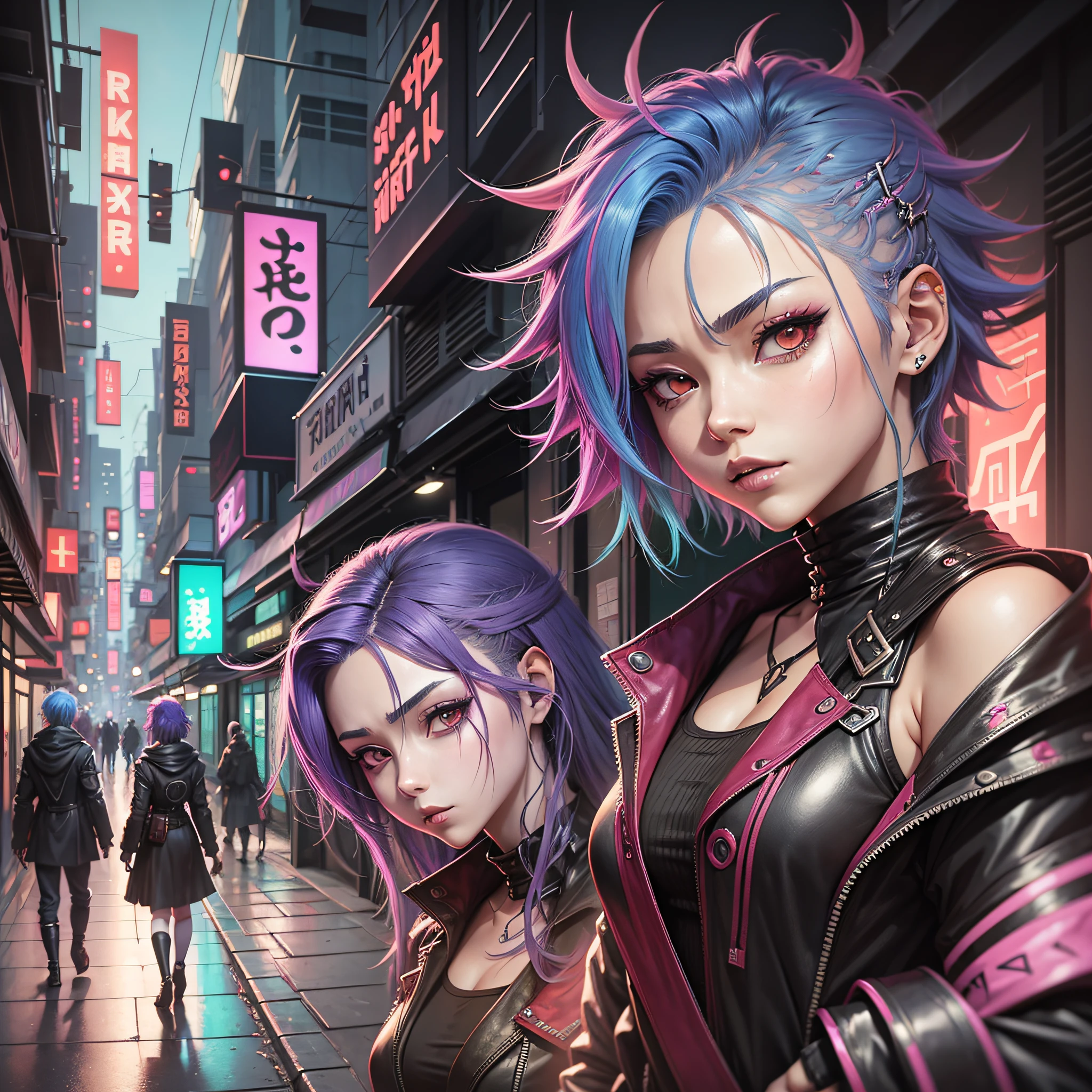 art, demon slayer, anime, manga, character, anime art, manga art, cyberpunk,, colored hair, colored hair --auto --s2