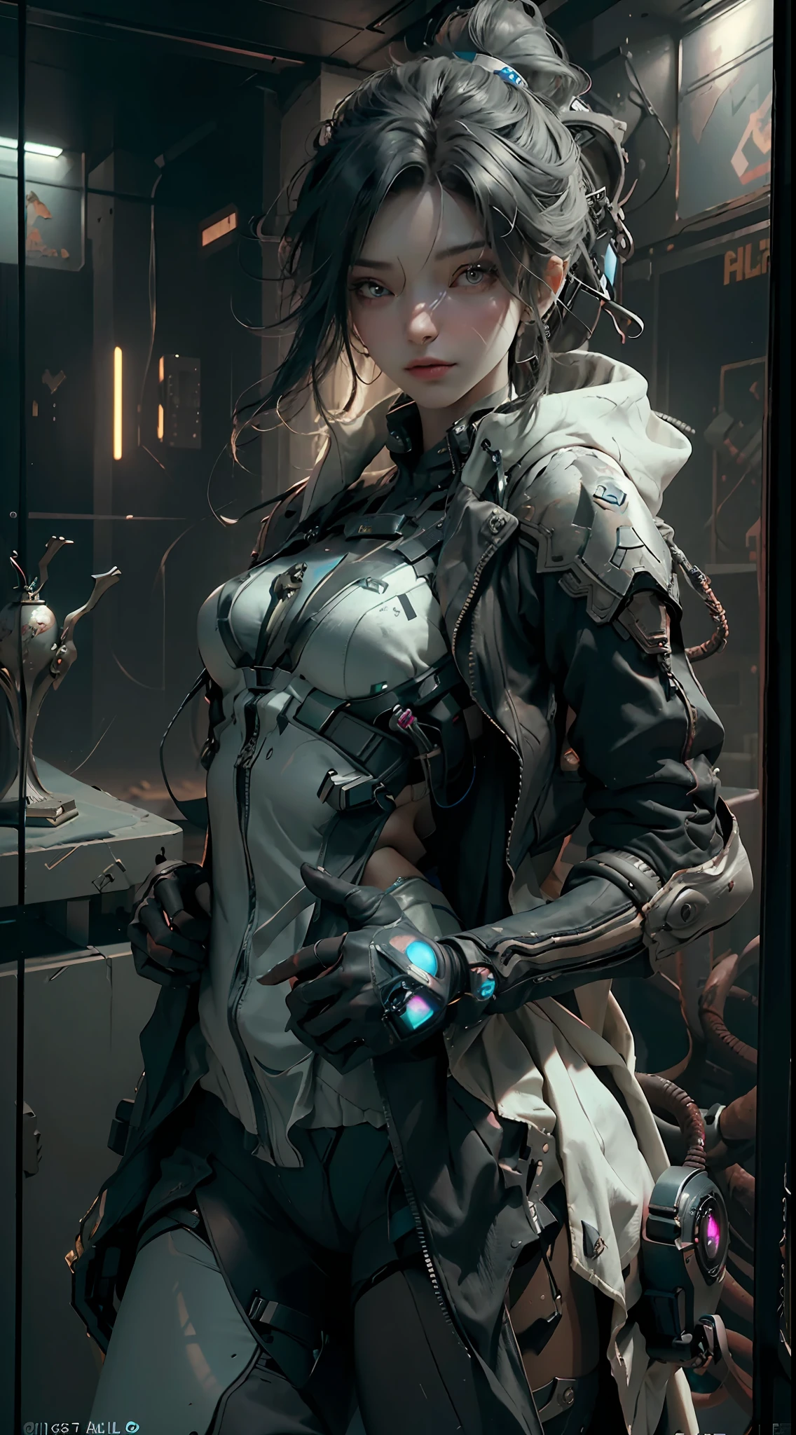 ((Best quality)), ((masterpiece)), (detailed:1.4), 3D, an image of a beautiful cyberpunk female,HDR (High Dynamic Range),Ray Tracing,NVIDIA RTX,Super-Resolution,Unreal 5,Subsurface scattering,PBR Texturing,Post-processing,Anisotropic Filtering,Depth-of-field,Maximum clarity and sharpness,Multi-layered textures,Albedo and Specular maps,Surface shading,Accurate simulation of light-material interaction,Perfect proportions,Octane Render,Two-tone lighting,Wide aperture,Low ISO,White balance,Rule of thirds,8K RAW,