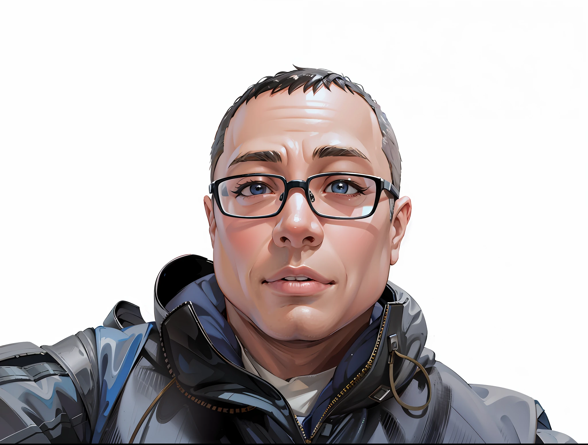 (Masterpiece), (Best Quality: 1.0), (Ultra High Resolution: 1.0), Detailed Illustration, 8K, 1Boy, Anime Boy, Chubby, Chubby, Chubby, Blue Suit Wearing, Smile, Detailed Face, Perfect Face, Anime Eyes, Detailed Eyes, Black Eyes, Glare, Detailed Hair, Short Black Hair, Hair Highlights, Very Detailed, Anime Style, Soft Light