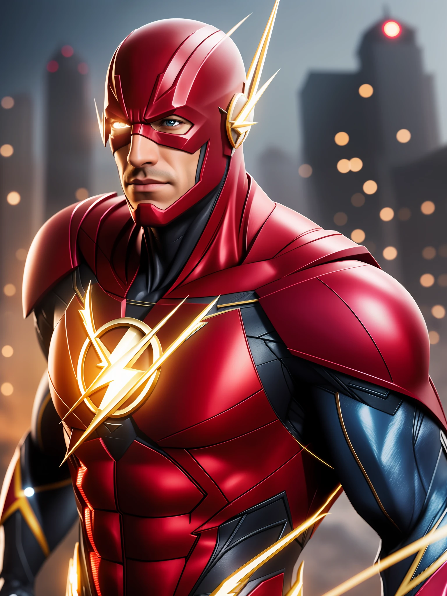 Create ultra realistic justice league flash character, perfect lighting high resolution 8k realism --auto --s2