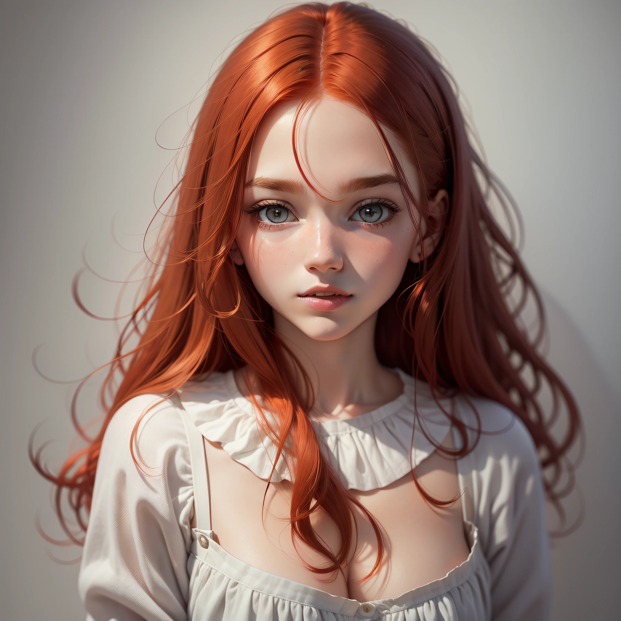 (PHOTO 3X4),( WHITE BACKGROUND STUDIO) (RED-HAIRED GIRL 18 YEARS OLD) --auto --s2
