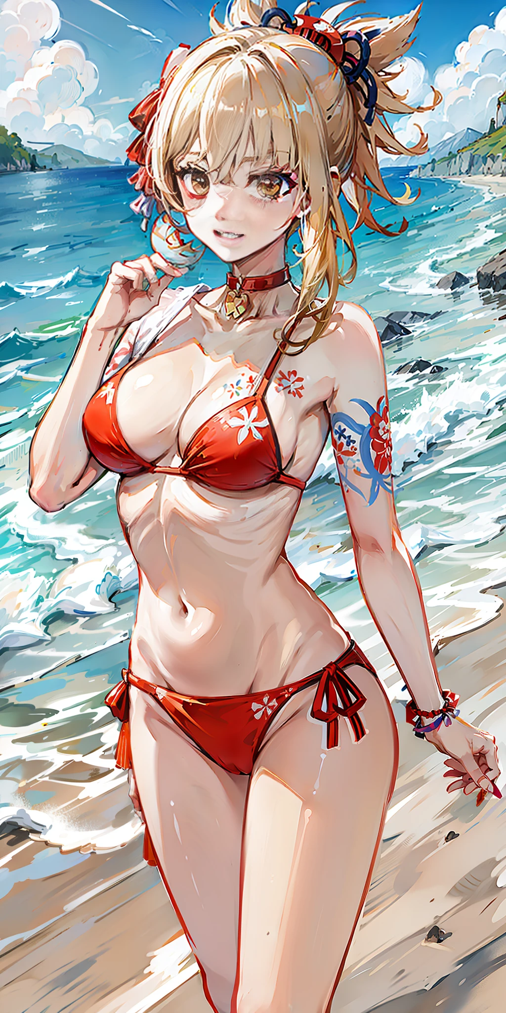 side tie bikini, beach