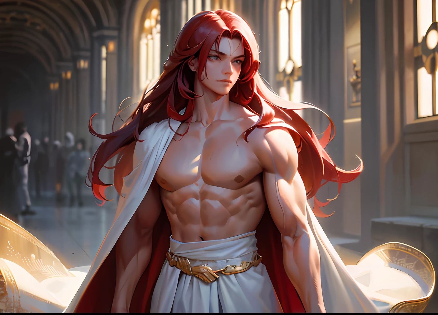 (Best Quality, Masterpiece: 1.1), (Fidelity: 1.4), 1 Boy, Upper Body, Very Long Hair, King