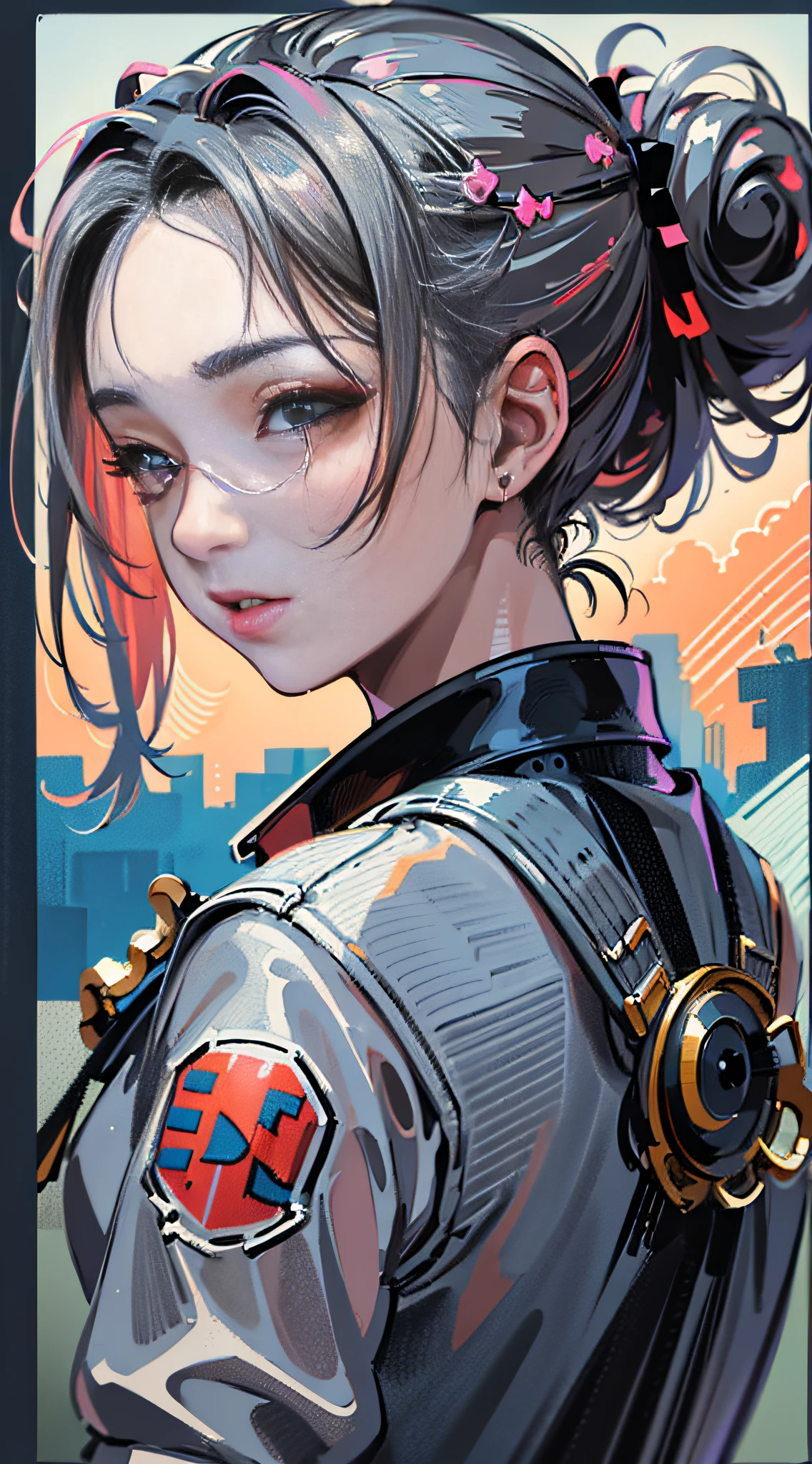 (masterpiece, best quality:1.2), 1girl, teenage girl, microdisplacement, action, grey, coral, hair up, spring, maillot, from behind, on side, character concept art, portrait, very coherent, 4k, detailed, trending on artstation, HD, realistic, bokeh, digital illustration of rossdraws, detailed, 4 k, amazing detail, digital