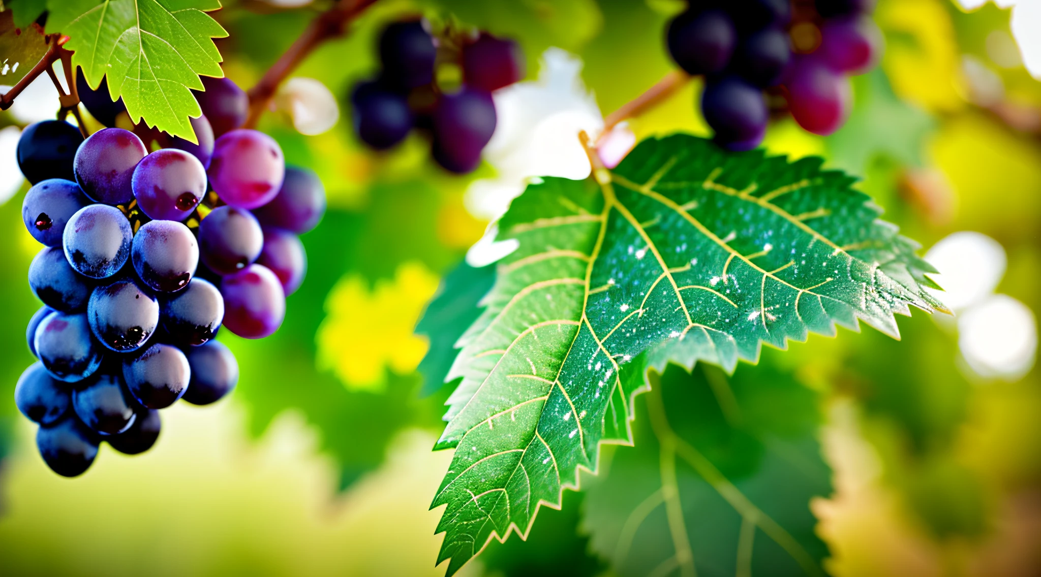 Woman close-up. There are many black grapes hanging from a vine in a vineyard, grapes, wine, translucent grapes, yellow and black grapes, closeup translucent grapes, grape, 1/30, elaborate composition, thick and dense vines, best-selling, vineyard, high-quality product image", by Karl Völker, adult, f 2 0,  Harvest, award-winning masterpiece, depht-of-field, bokeh, (frontlighting:1.2), (backlighting:0.75), (fill light:0.9), bloom, (light sparkles:1.2), chromatic aberration, (lens flare:1.2),