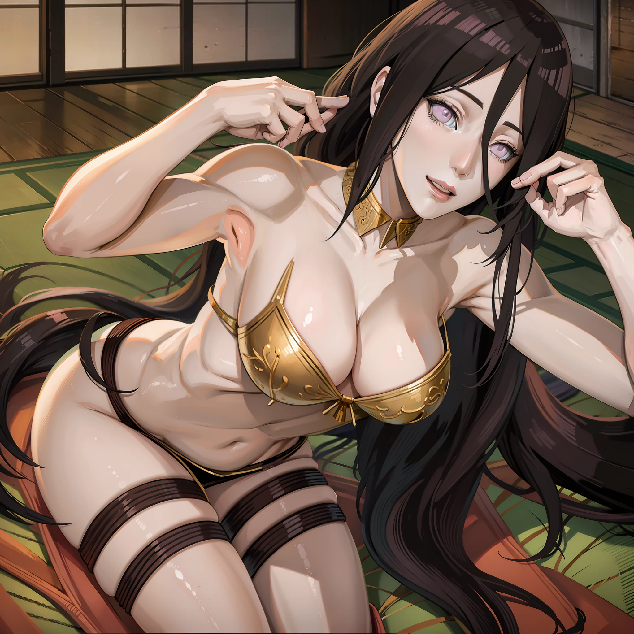 Hanabi hyuga sexual long hair tall beautiful doing sexy poses super realistic and well detailed