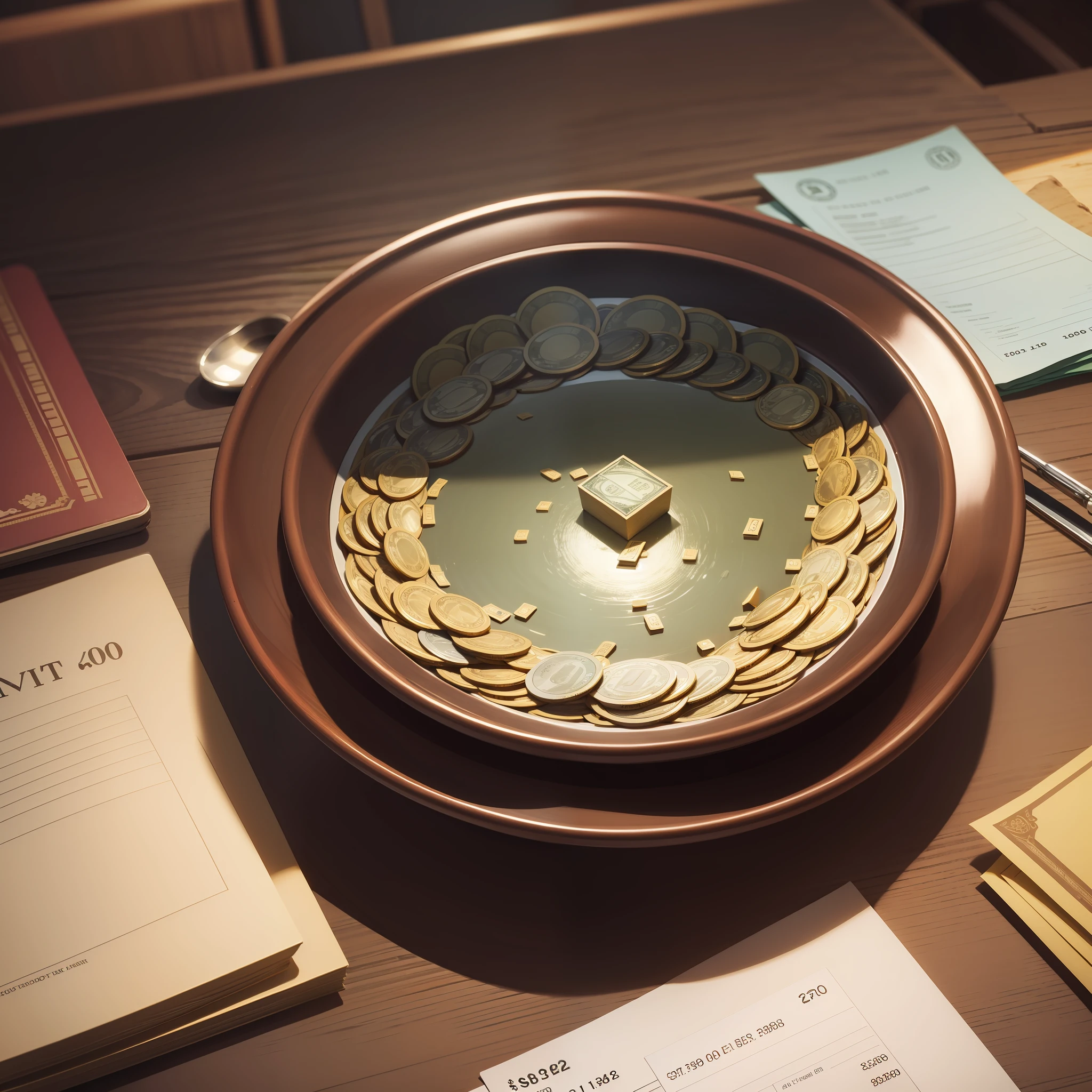 A lot of money is piled on the table --auto --s2