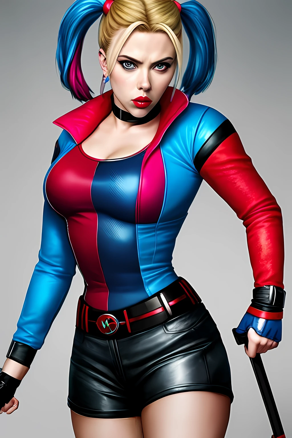 Hyper realistic photo of Scarlett Johansson as Harley Quinn