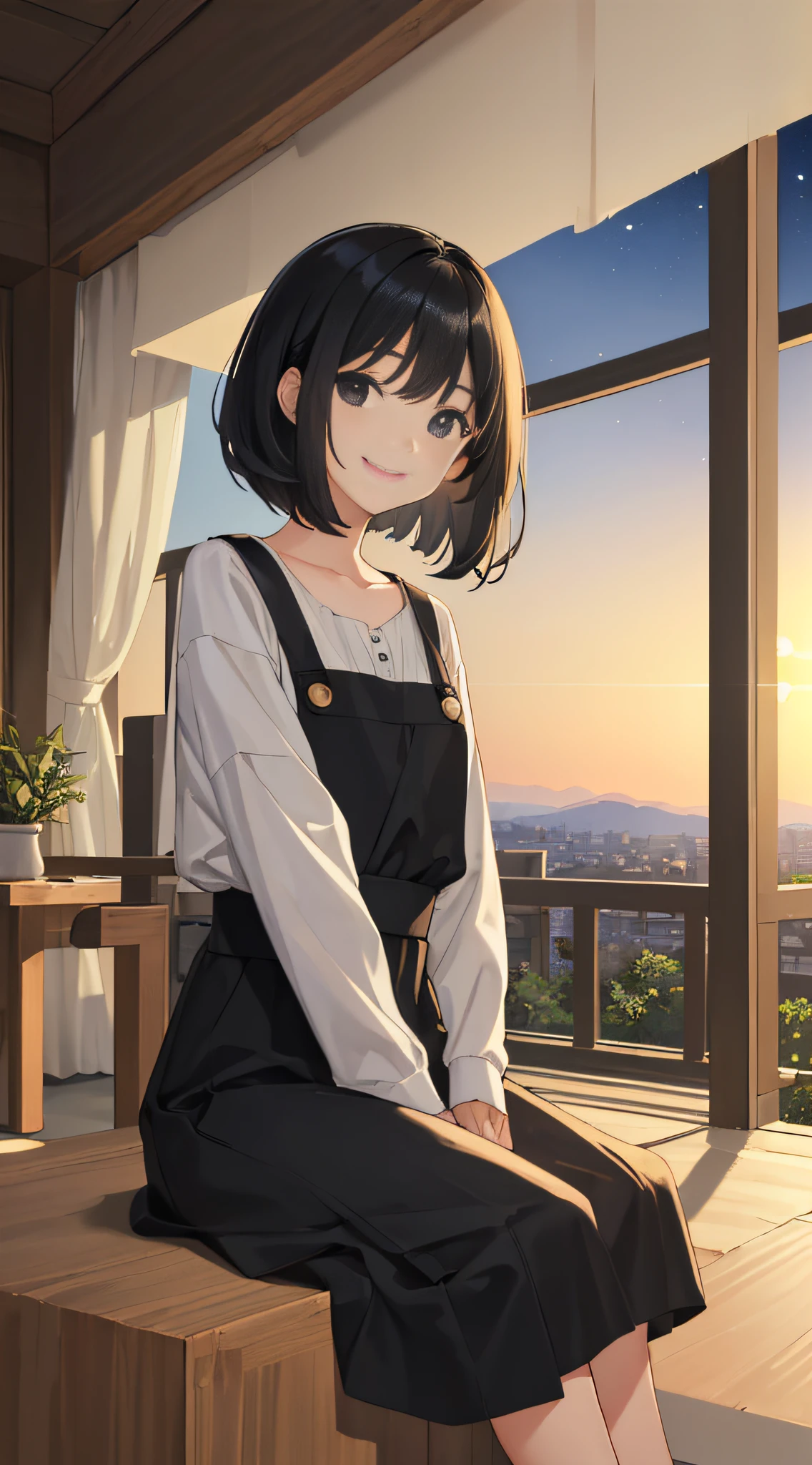 looking at viewer, (masterpiece:1.4), (best quality:1.4), indoors, sitting, {long hair|short hair}, (wavy hair:0.9), (happy face),
sunlight, shiny skin, black hair, {day|dawn|night|mornig},