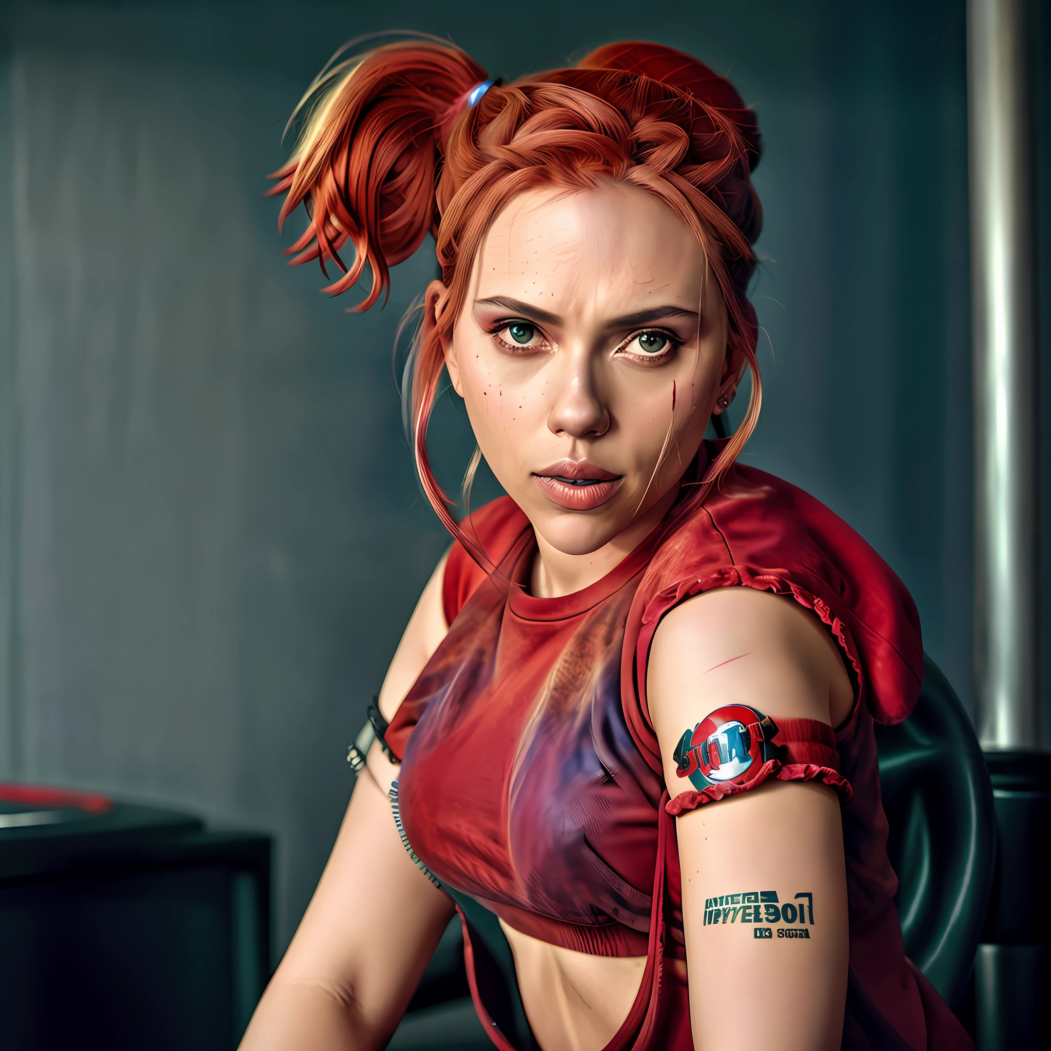 Hyper realistic photo of Scarlett Johansson as Harley Quinn
