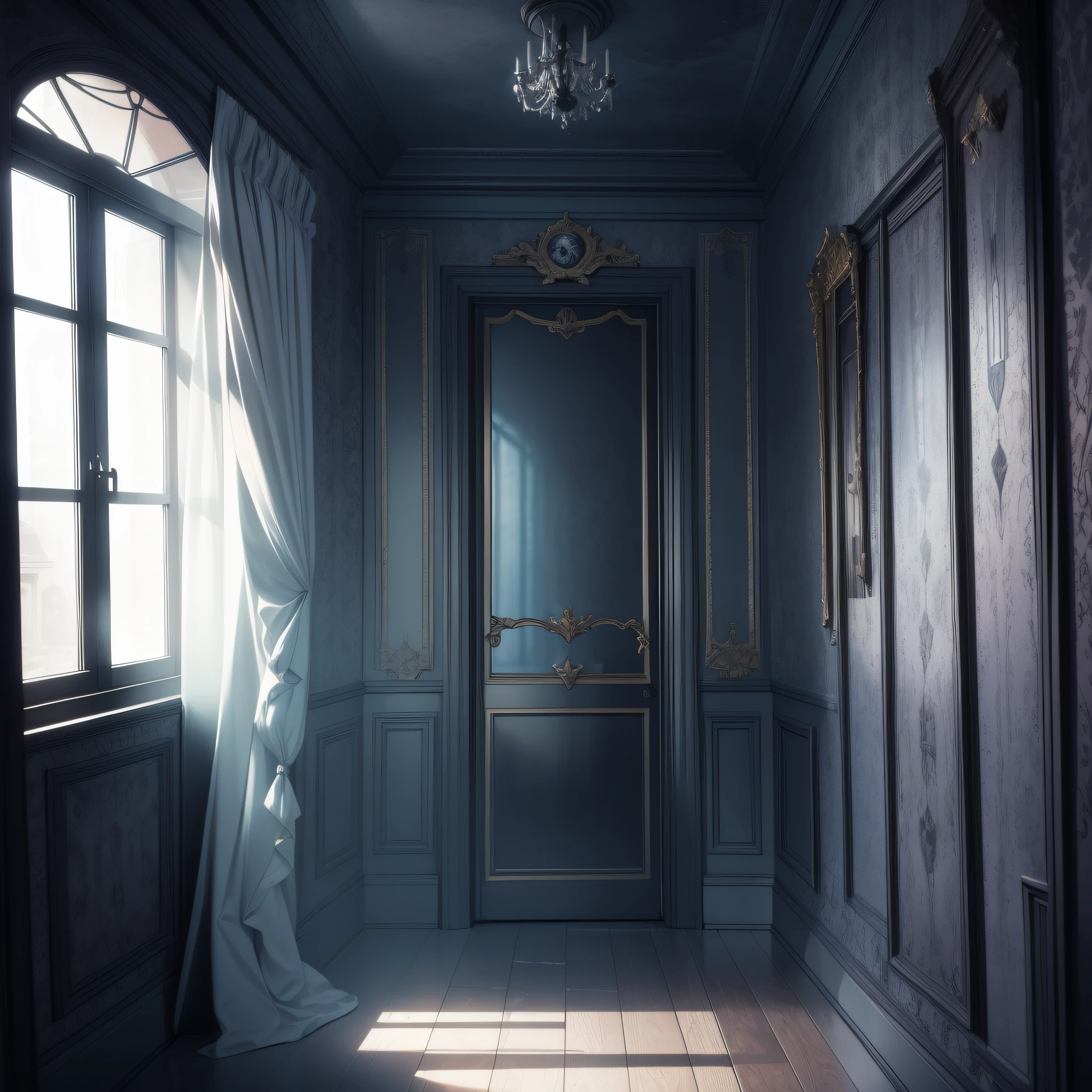 Absurd Resolution, High Resolution, (Masterpiece: 1.4), Hyper Detail, Spooky Room, Dark Monster, Horror, Cobweb, Dark Scary, Room Doorway (1.1)