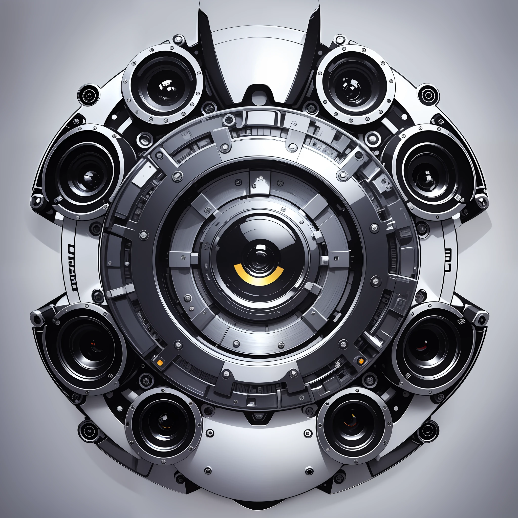 Robot, Design with 32k quality, inspired by T-shirt design, with Futuristic style, made by DSLR Camera, full framing, centered, white background, maximum quality, maximum details.