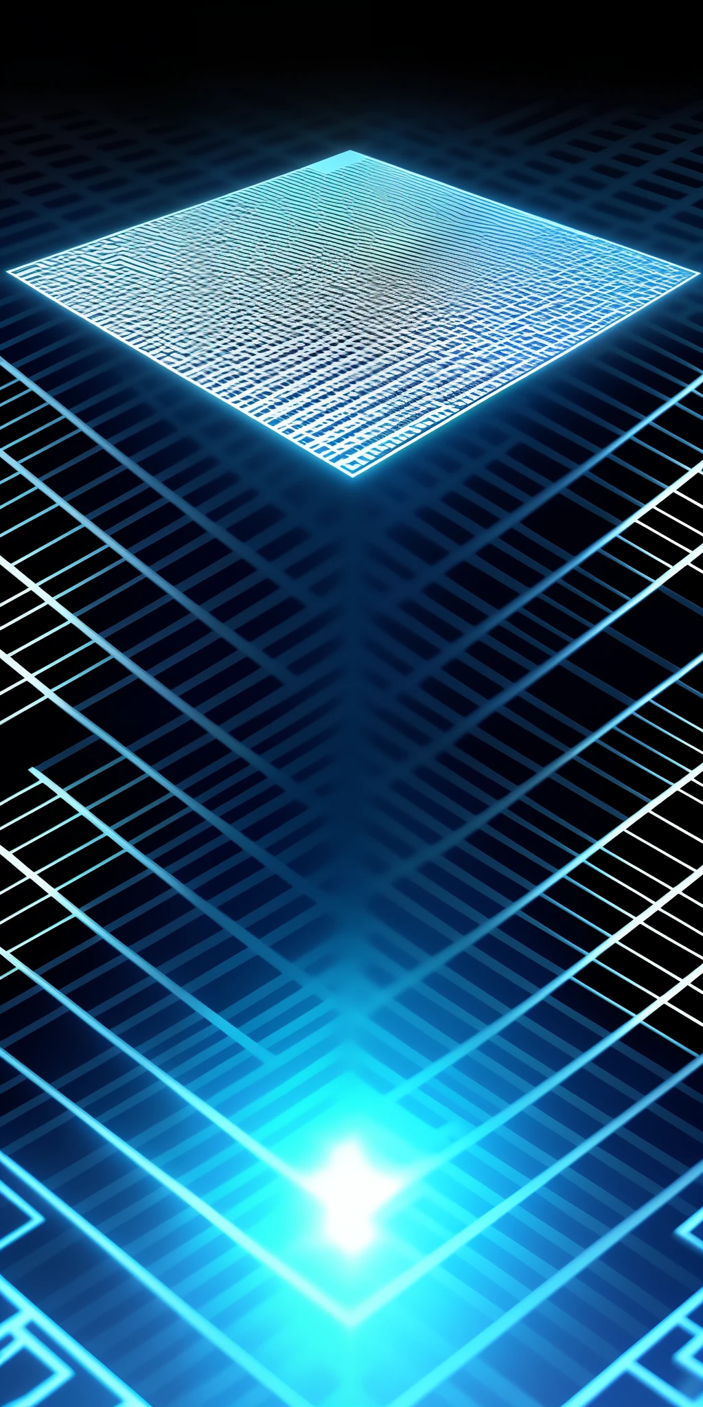 cell wallpaper, optical illusion, view from above, flat, quantum circuit board, technology, superimposed 3D abstract rendering, realistic, cube portals, quantum computing, quantum technology, 3D digital rendering art, Digital Greebles background, cybernetic architecture, quantum processor