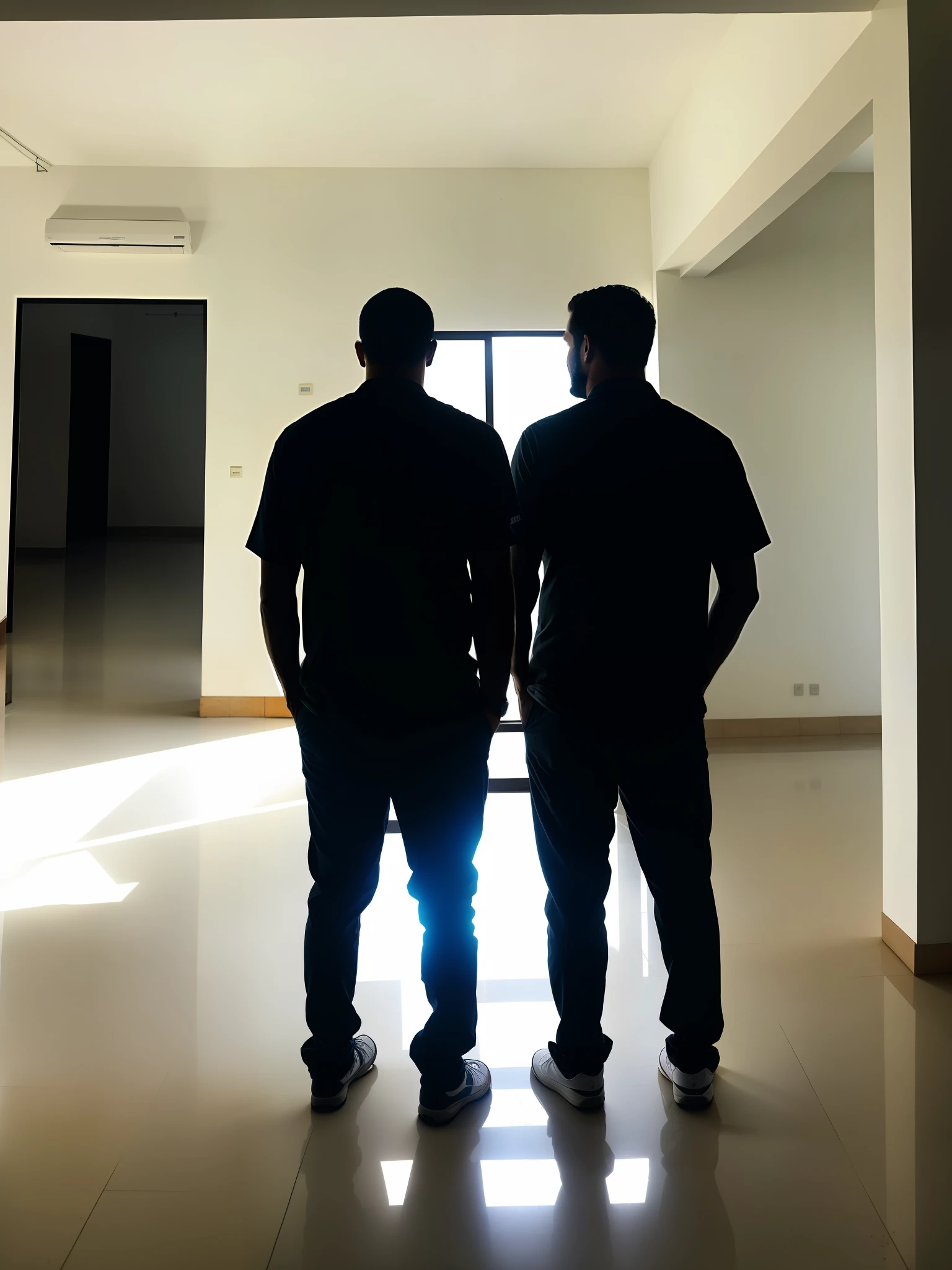 two men standing next to each other in a building, in sao paulo, edu souza, smooth in _ the background, with godray, david rios ferreira, by Fernando Gerassi, in the background, by Nándor Katona, by Ceferí Olivé, photo taken in 2 0 2 0, captured on iphone, icaro carvalho