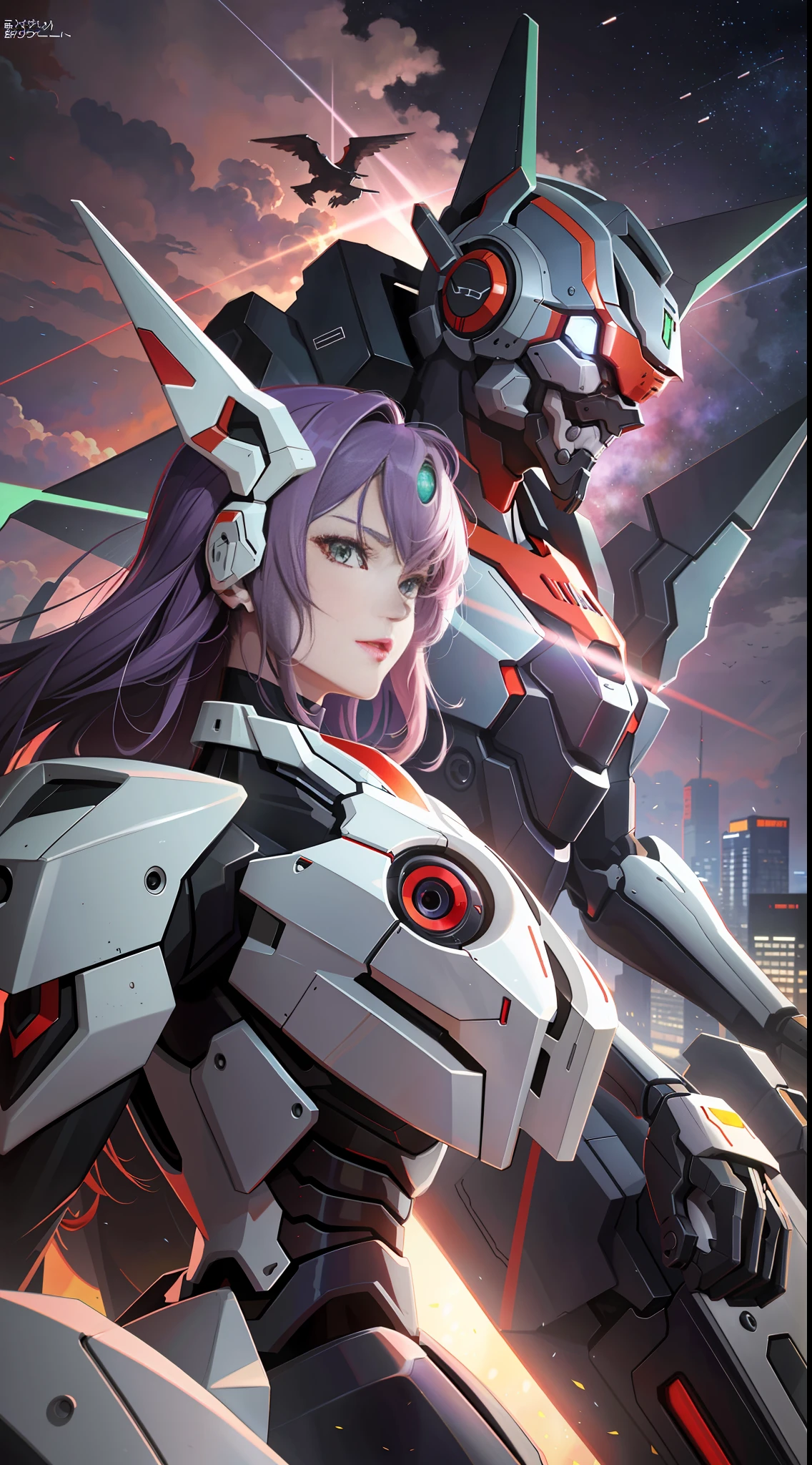 (eva 06), evagod, evangelion mecha, science fiction, looking at viewer, (official art, Best quality, masterpiece:1.2), illustration, high res, beautiful abstract background, Futurism, cyberpunk, intense angle, .