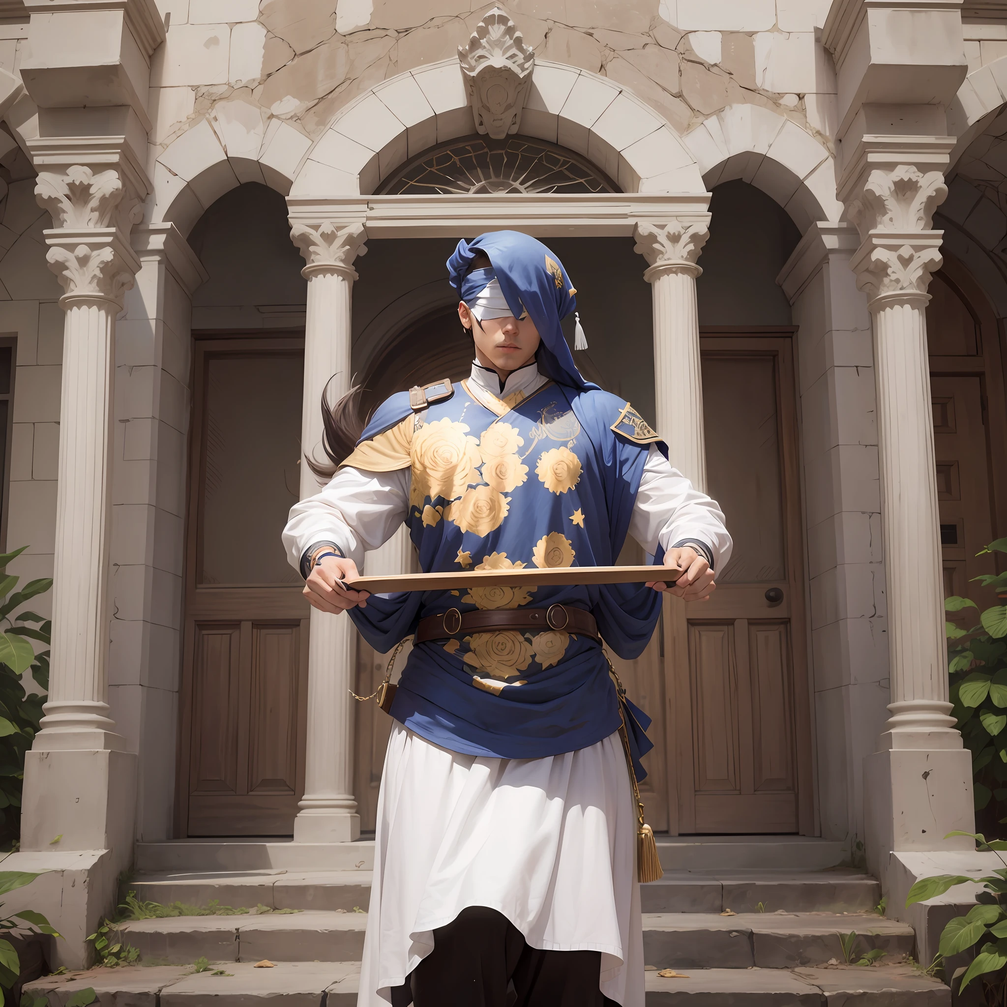 Make this character a man, put a white blindfold over your eyes, remove the eye --auto --s2
