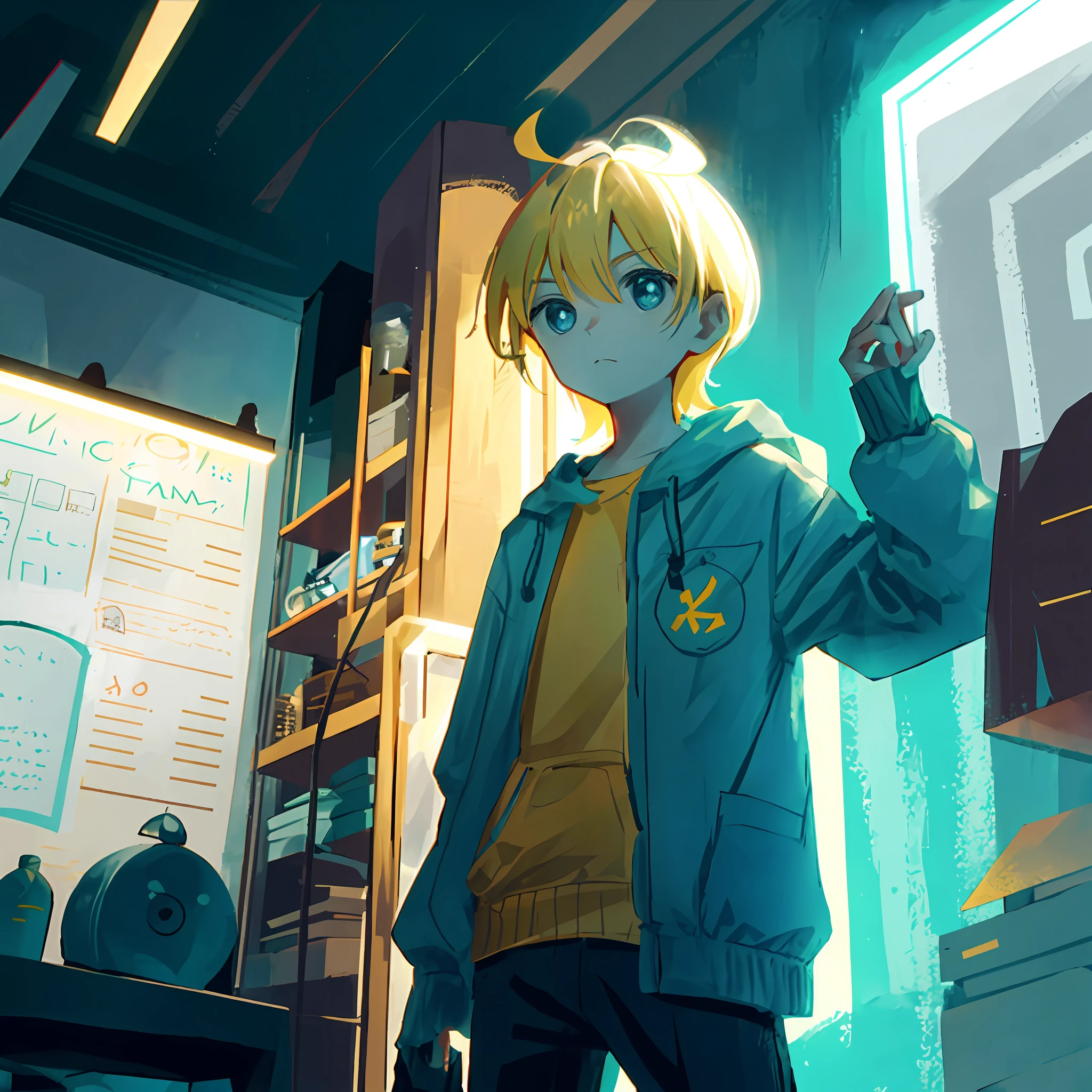 Once upon a time, in a small town called Lumino, there was a boy named Lucas who had a knack for creating objects. Artistic and realistic image
