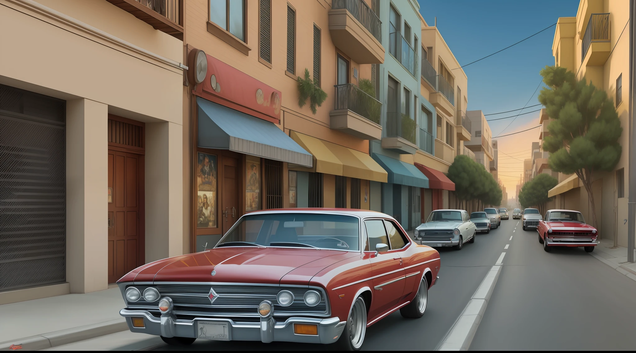 (extreme realism) (High detail) Create the image of the 2 PAC next to Snoop Dogg, Warren G and Nate Dog on a California street with low rides