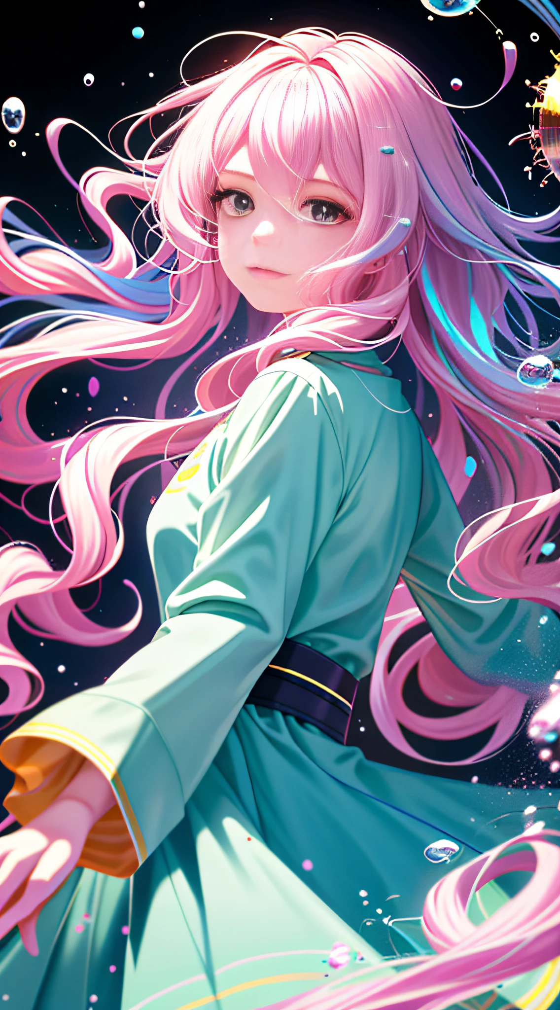 vivid color, hyper quality, vector graphics, flat color, blue theme, twirl, 2girl, sisters, face to face, face focus, looking at another, from side, detailed eyes, holding each other, upper body, spiral, spinning, ink, melting, blending, abstract, splash, hyper detailed, light blue hair, pink hair, white hair, very long hair, long locks, small breast, messy hair, iridescent eyes, green eyes, blue pupils, pink pupils, backlighting , sand, water, black background, dust, water splash, long sleeves , white clothes, splash, oversized clothes, crying, smile, sad, expressions, light particles, chromatic aberration, pink flower petal, limited palette, wavy hair, floating hair, disheveled hair, transparent background, hair background, teardrops, distorting hair, blending hair into background, caustics, no gravity, fisheye lens, vanishing point, continuous branch, branching hair, paint splatter,