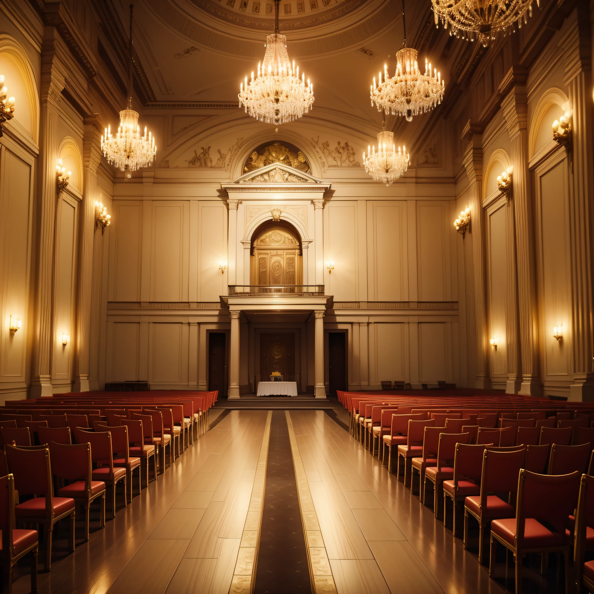 Photo Raw, (masterpiece), (best quality), (no people), wedding a ballroom, wedding hall, epic biblical representation, 8k, UHD, night, cinematic lighting, --s2