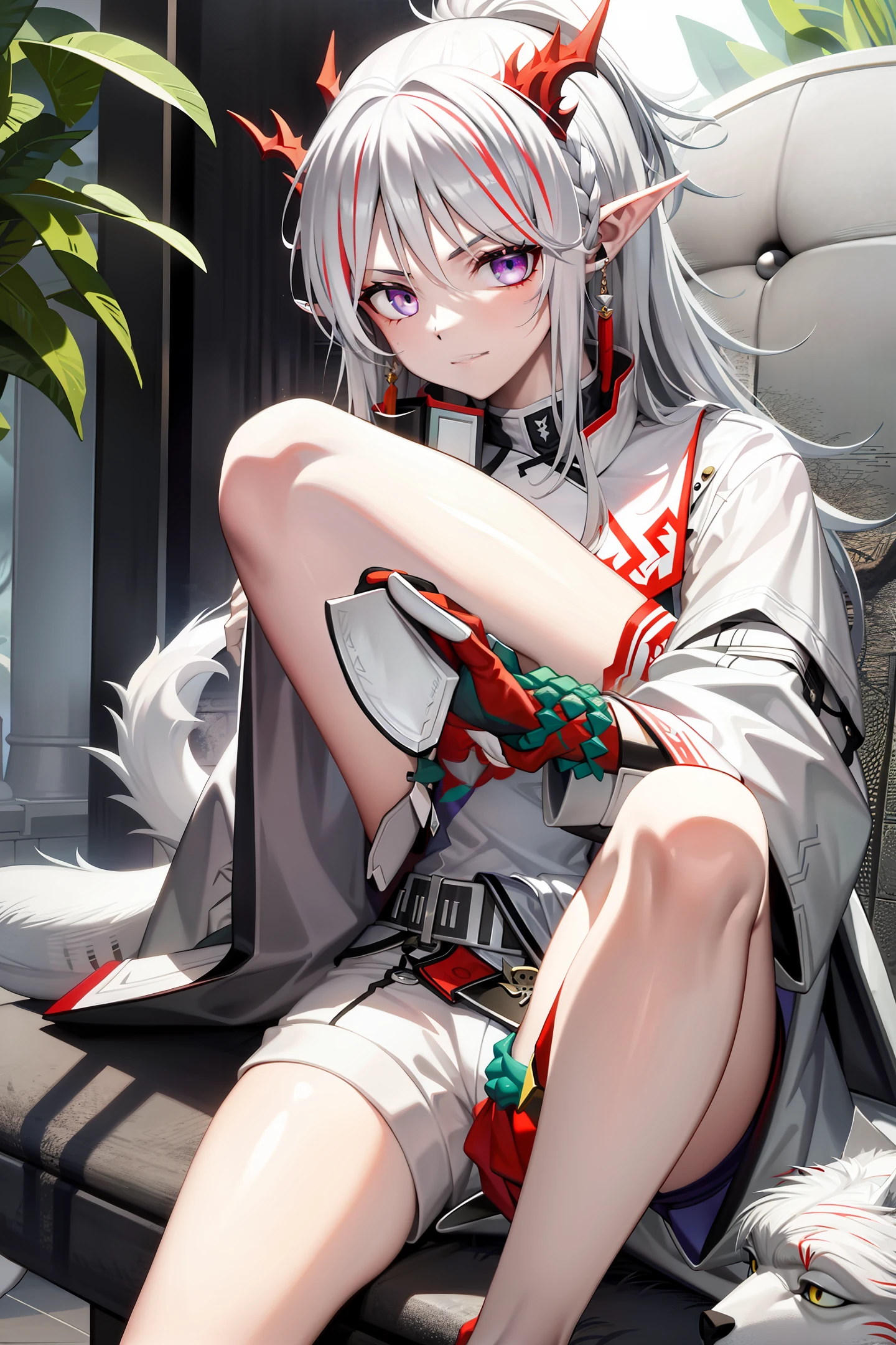 White wolf, orc, cute ager