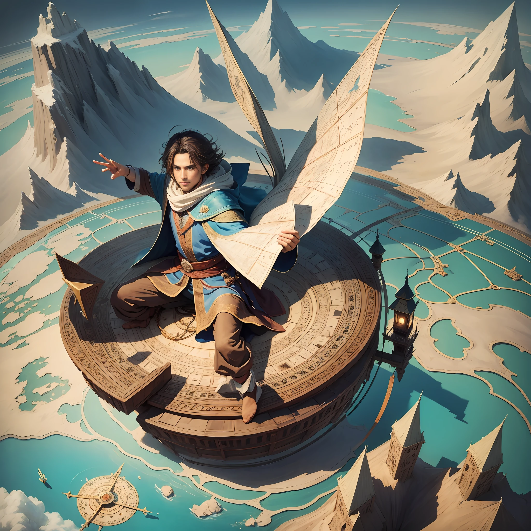 A wizard flies on a map flying carpet --auto --s2