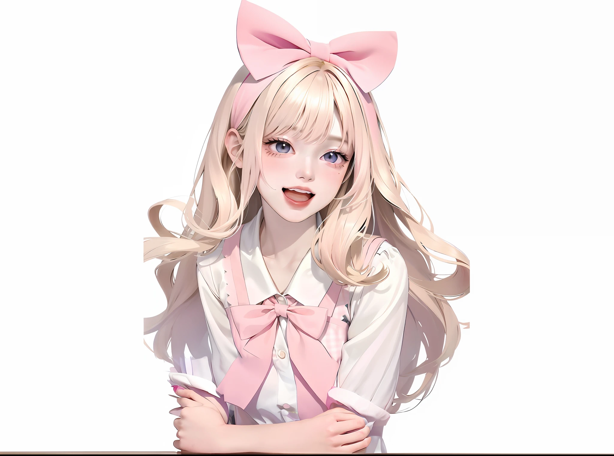 anime girl with long blonde hair and pink bow tie, kawaii realistic portrait, portrait anime girl, cute anime girl portrait, cute anime girl, render of april, cute anime girl portraits, extremely cute anime girl face, anime visual of a cute girl, portrait of cute anime girl, portrait of an anime girl, pretty anime girl, beautiful anime portrait, anime girl with cat ears