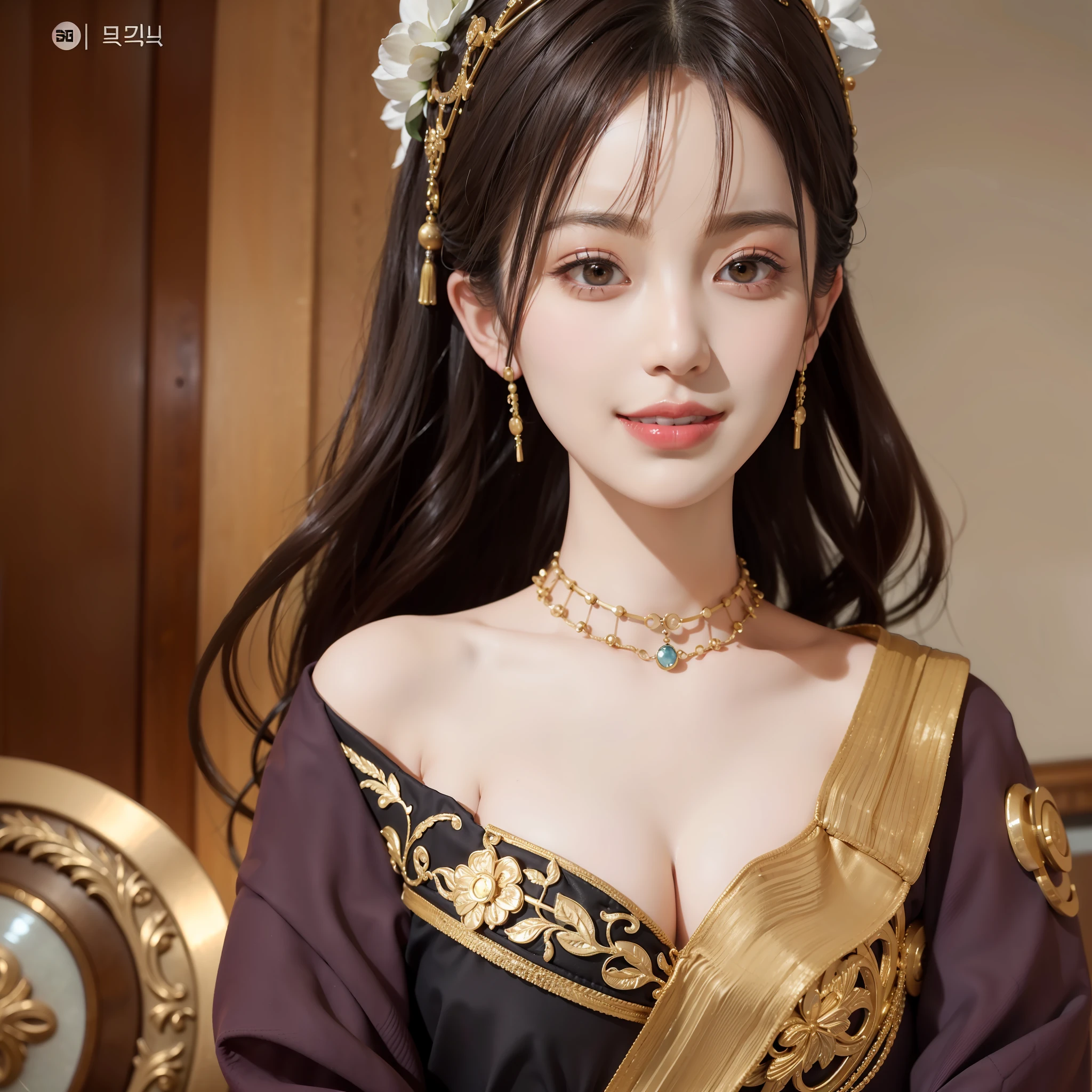 Masterpiece, Best Quality, Portrait of 1girl,Korean woman,(Masterpiece, Pretty person,Polluted smile),Virtual YouTube,Detailed skin texture, Detailed cloth texture, Beautifully detailed face, Masterpiece, Clavicle,