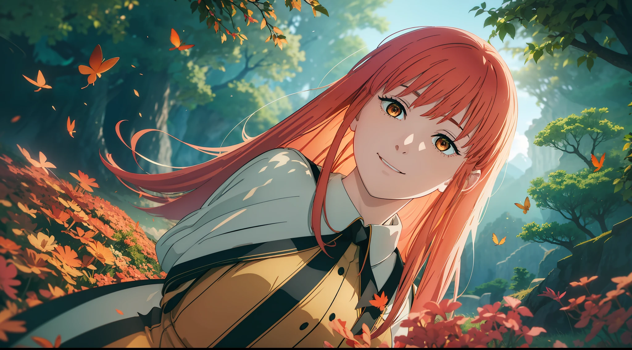 Description: 1smiling girl with long blonde hair and red dress in an underwater landscape. The scene is captured with the camera almost on the surface of the river, looking down. The water is clear and translucent, with autumn leaves floating as the wind blows strongly, making the leaves fly around.
Environment: The landscape is extremely green, full of trees, villages and mountains, with a giant tree standing out in the background. The seas are reflective and the flora creates strong shadows. The sky is extremely blue, with white clouds.
Lighting: The lighting is extremely strong, alternating between light and shadow, with special focus on the color green. Use ray tracing reflections and RTX to perfect the sunlight that illuminates every woman, making her hair and dress transparent and creating bright reflections.
Technical Details: Use Unreal Render, Octane Render and HDR to ensure quality in 8K UHD. Emphasize realistic skin details such as visible pores, and add lomography and film grain effects. The volumetric mist adds an artistic touch.
Additional Elements: Add colorful mushrooms, flowers and butterflies to create a fantastic atmosphere. The shadows and lights should be intense to reinforce the feeling of strong wind. Colors should be vibrant and vivid.
Observations: The image should depict only woman and nature, without any human construction. Emphasize the transparent red dress and the strong colors present in the scene.