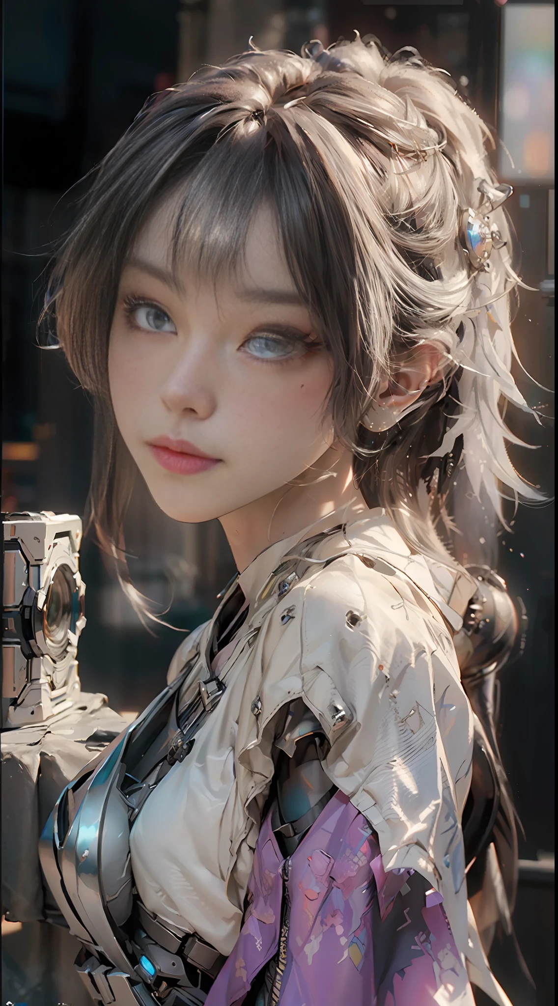 ((Best quality)), ((masterpiece)), (detailed:1.4), 3D, an image of a beautiful cyberpunk female,HDR (High Dynamic Range),Ray Tracing,NVIDIA RTX,Super-Resolution,Unreal 5,Subsurface scattering,PBR Texturing,Post-processing,Anisotropic Filtering,Depth-of-field,Maximum clarity and sharpness,Multi-layered textures,Albedo and Specular maps,Surface shading,Accurate simulation of light-material interaction,Perfect proportions,Octane Render,Two-tone lighting,Wide aperture,Low ISO,White balance,Rule of thirds,8K RAW,