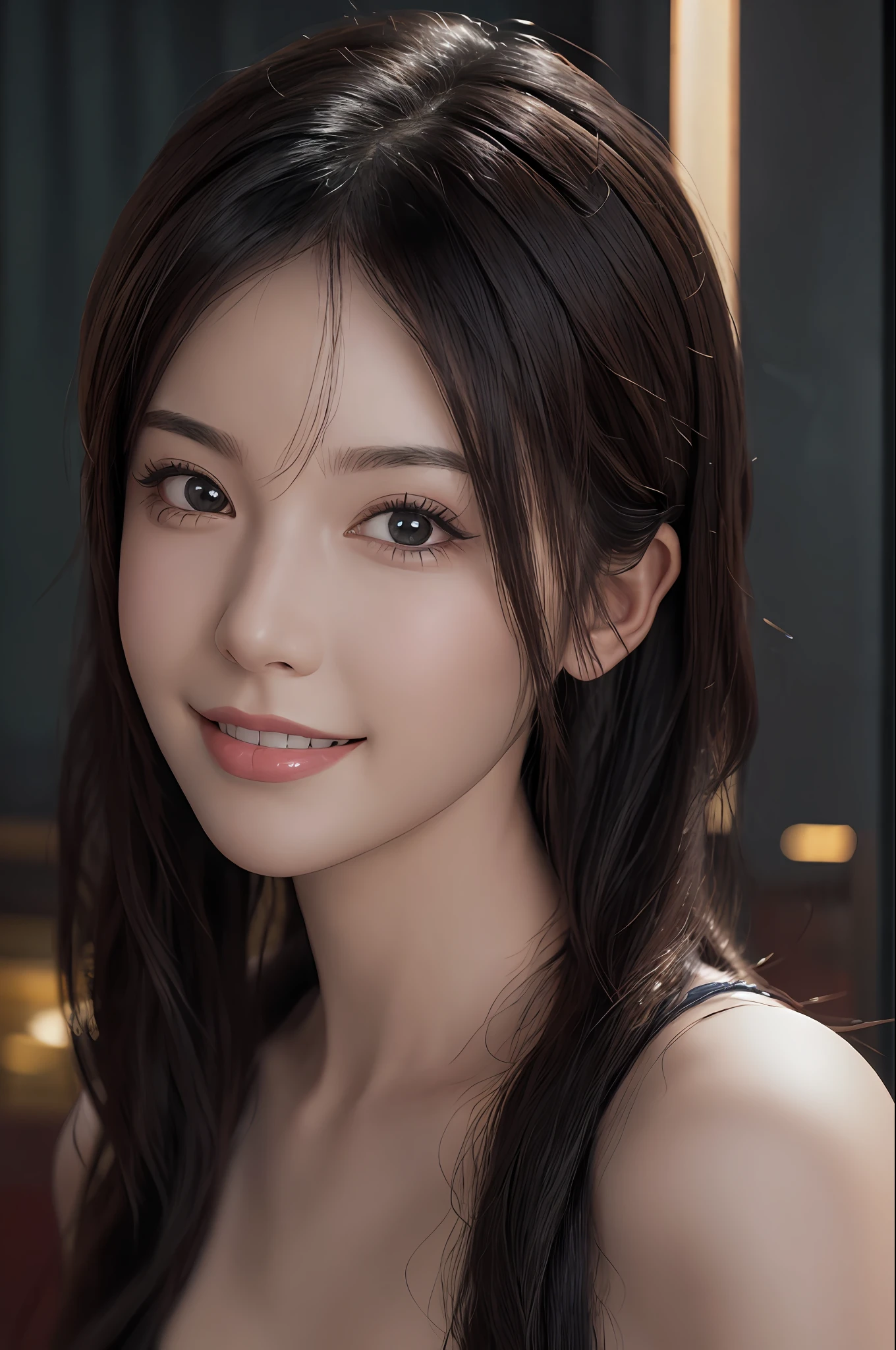 (Masterpiece: 1.3), (8k, photorealistic, RAW photo, top quality: 1.4), (1girl), beautiful face, (realistic face), (black hair), beautiful hairstyle, realistic eyes, beautiful detail eyes, (realistic skin), beautiful skin, absurdity, attractive, ultra high resolution, ultra realistic, high definition, golden ratio, whole body, smiling teeth are visible, beautiful smile,